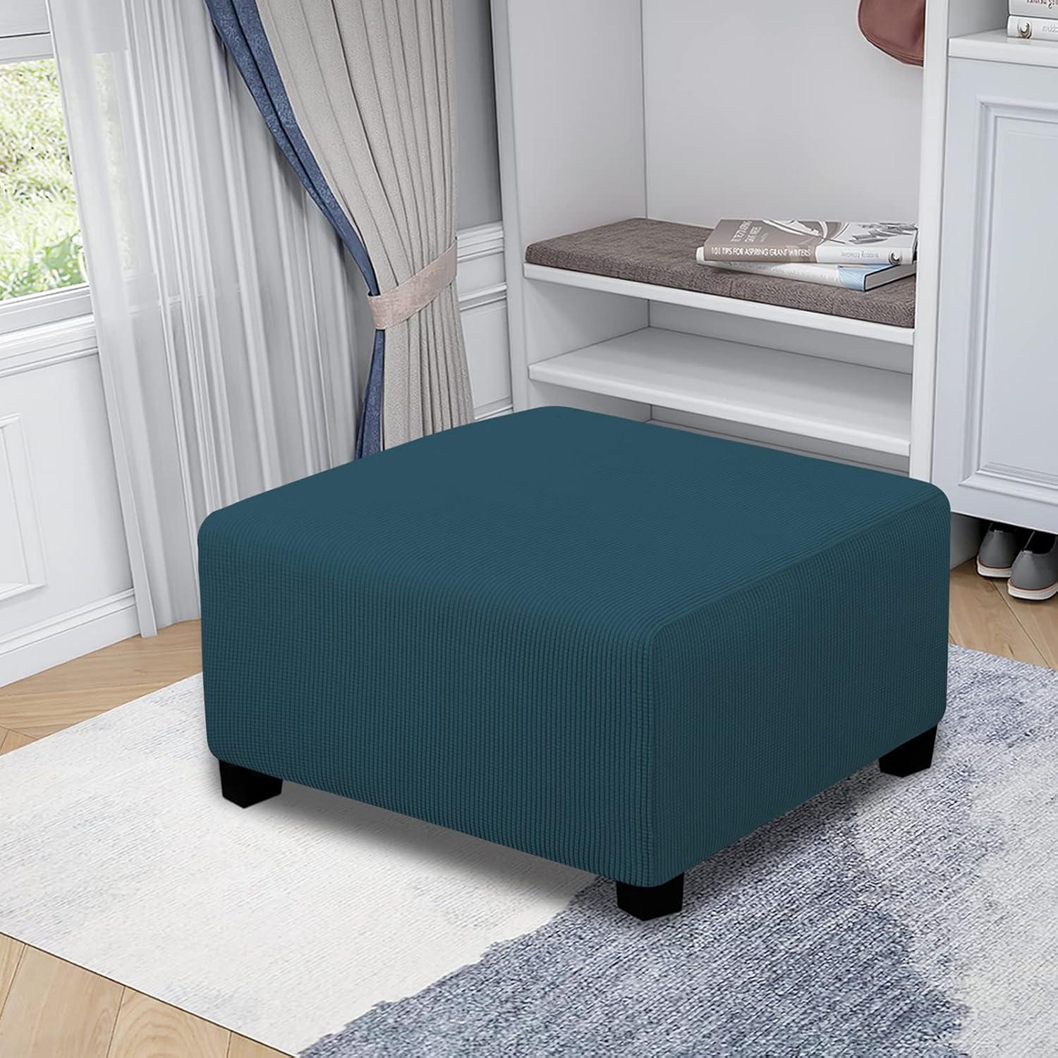 image:imageEasyGoing Stretch Ottoman Cover Length 2030in Folding Storage Stool Furniture Protector Soft Rectangle slipcover with Elastic BottomOttoman SmallDark GreyDeep Teal