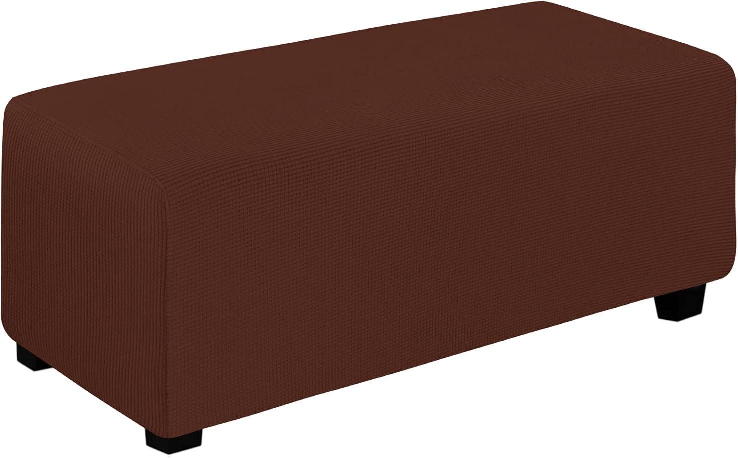 image:imageEasyGoing Stretch Ottoman Cover Length 2030in Folding Storage Stool Furniture Protector Soft Rectangle slipcover with Elastic BottomOttoman SmallDark GreyCoffee