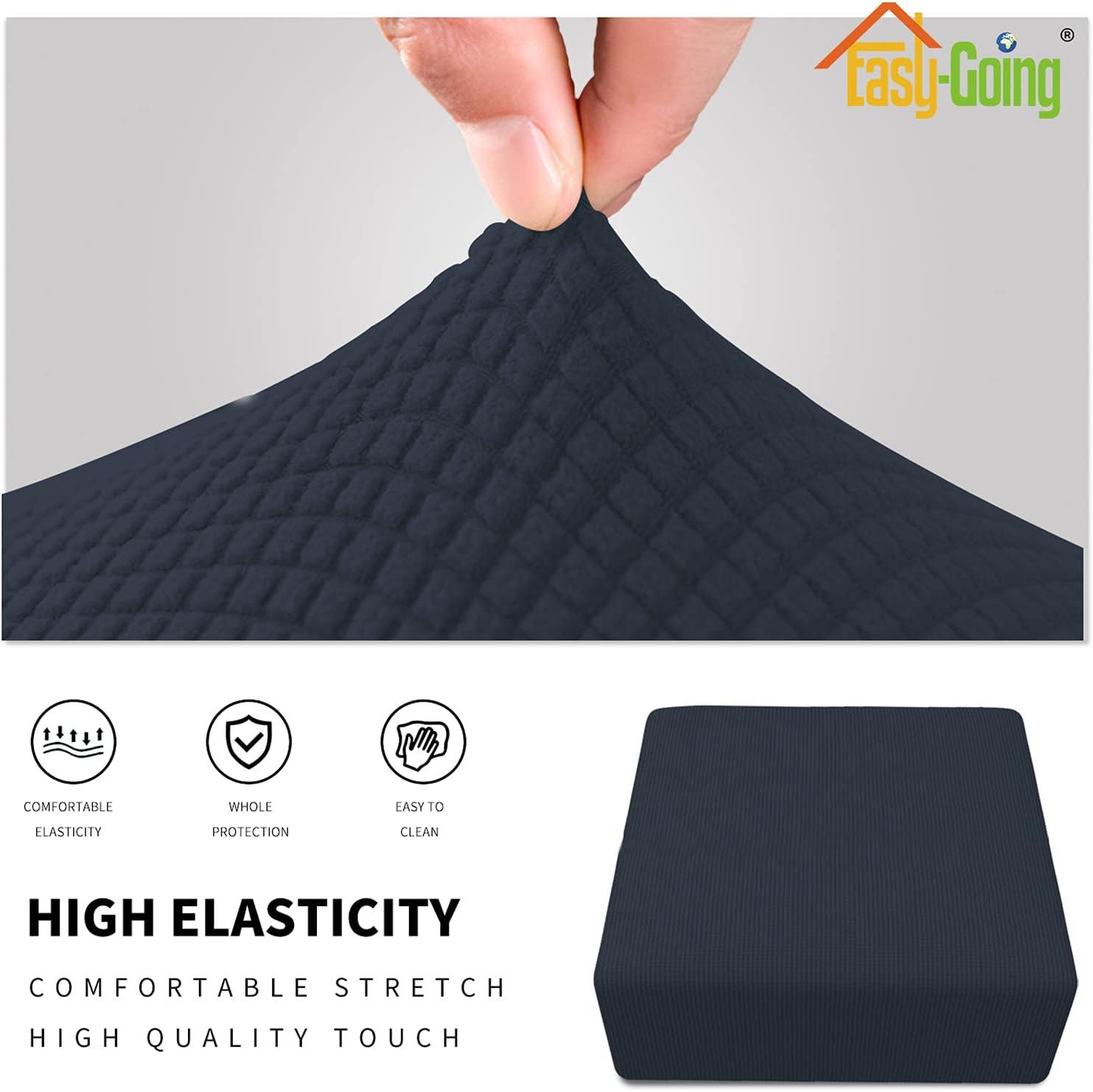 image:imageEasyGoing Stretch Ottoman Cover Length 2030in Folding Storage Stool Furniture Protector Soft Rectangle slipcover with Elastic BottomOttoman SmallDark GreyDark Blue