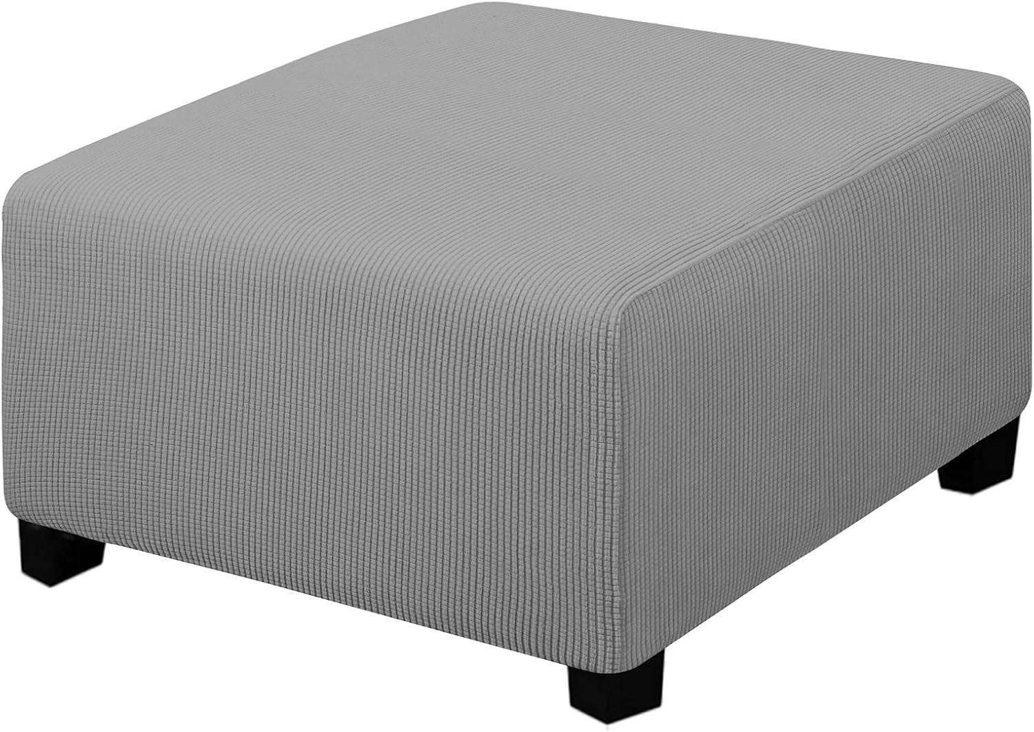 image:imageEasyGoing Stretch Ottoman Cover Length 2030in Folding Storage Stool Furniture Protector Soft Rectangle slipcover with Elastic BottomOttoman SmallDark GreyLight Gray