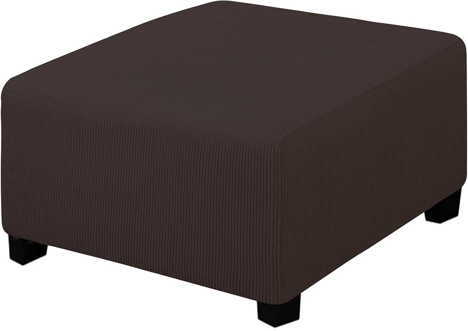 image:imageEasyGoing Stretch Ottoman Cover Length 2030in Folding Storage Stool Furniture Protector Soft Rectangle slipcover with Elastic BottomOttoman SmallDark GreyChocolate