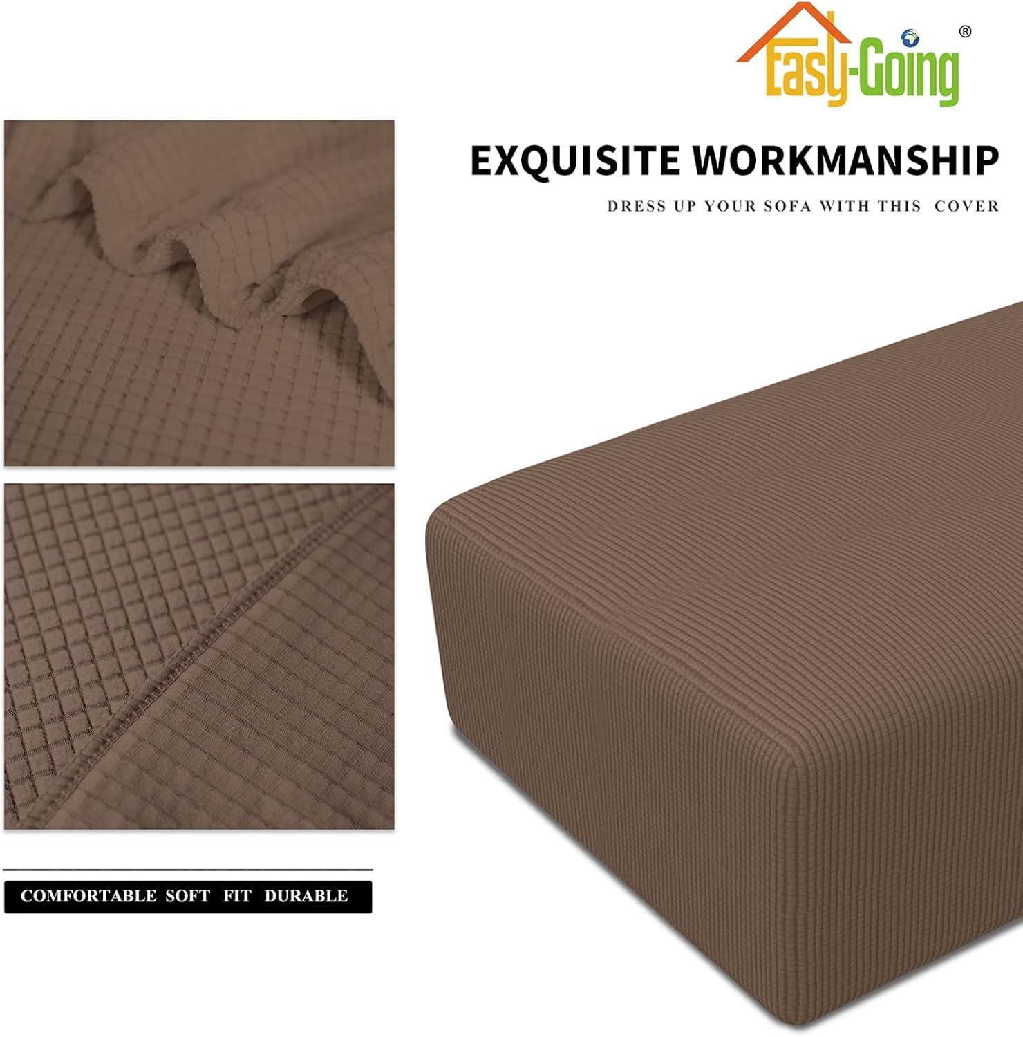 image:imageEasyGoing Stretch Ottoman Cover Length 2030in Folding Storage Stool Furniture Protector Soft Rectangle slipcover with Elastic BottomOttoman SmallDark GreyBrown