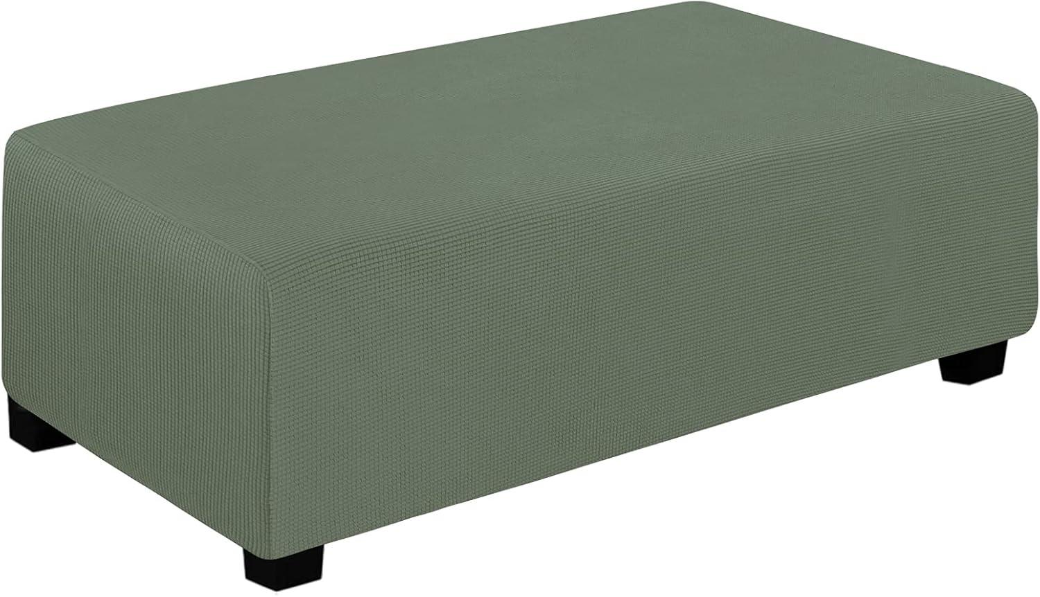 image:imageEasyGoing Stretch Ottoman Cover Length 2030in Folding Storage Stool Furniture Protector Soft Rectangle slipcover with Elastic BottomOttoman SmallDark GreyGreyish Green