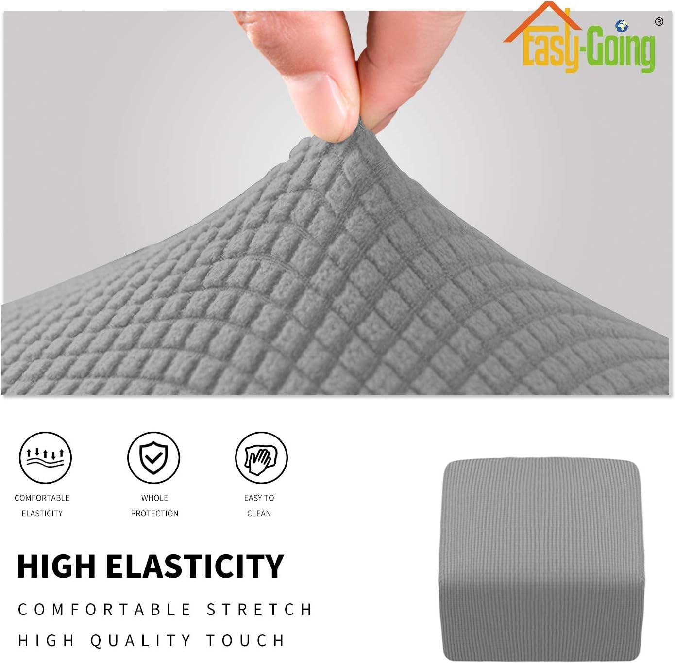 image:imageEasyGoing Stretch Ottoman Cover Length 2030in Folding Storage Stool Furniture Protector Soft Rectangle slipcover with Elastic BottomOttoman SmallDark GreyLight Gray