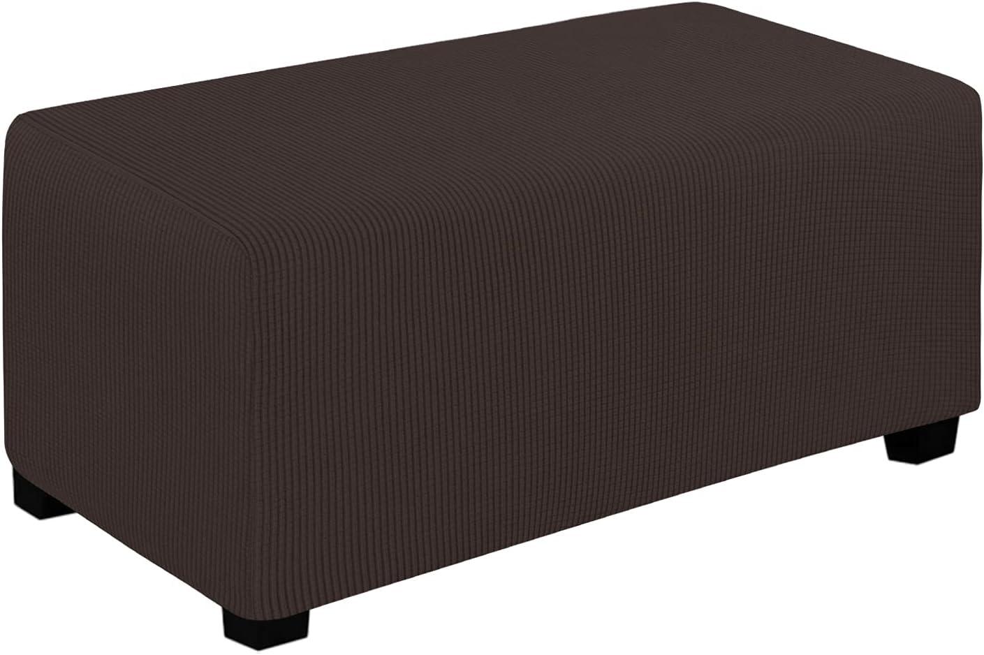 image:imageEasyGoing Stretch Ottoman Cover Length 2030in Folding Storage Stool Furniture Protector Soft Rectangle slipcover with Elastic BottomOttoman SmallDark GreyChocolate