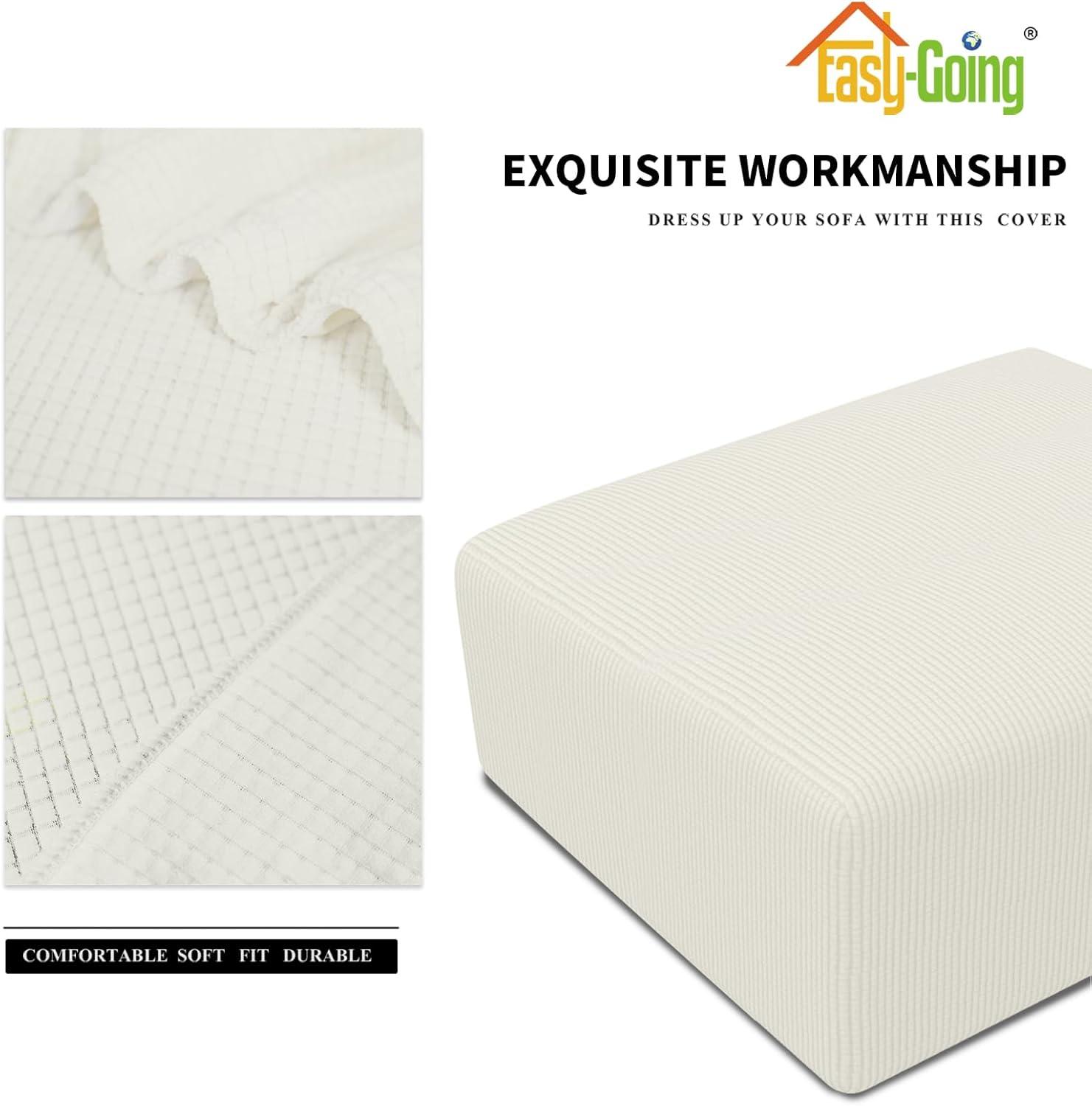 image:imageEasyGoing Stretch Ottoman Cover Length 2030in Folding Storage Stool Furniture Protector Soft Rectangle slipcover with Elastic BottomOttoman SmallDark GreyCream