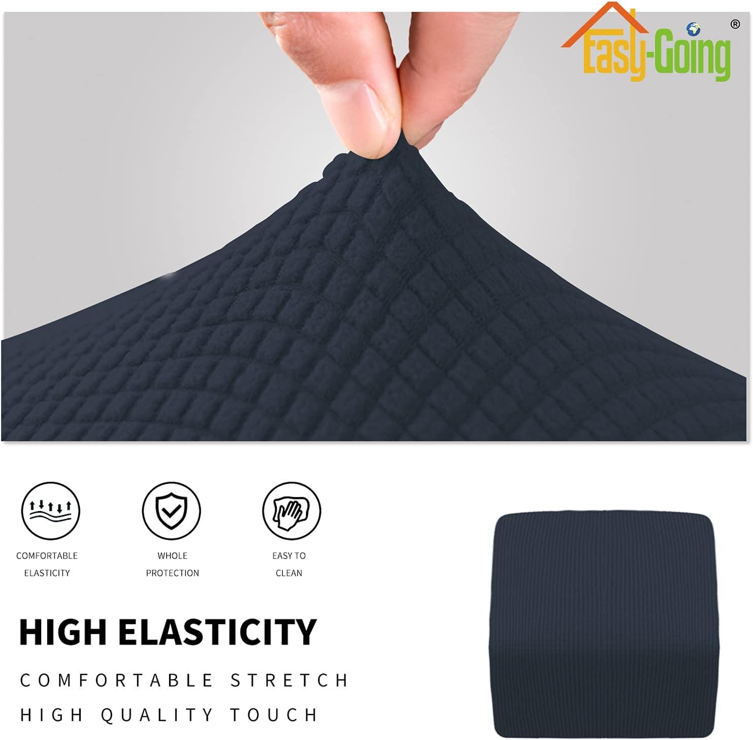 image:imageEasyGoing Stretch Ottoman Cover Length 2030in Folding Storage Stool Furniture Protector Soft Rectangle slipcover with Elastic BottomOttoman SmallDark GreyDark Blue