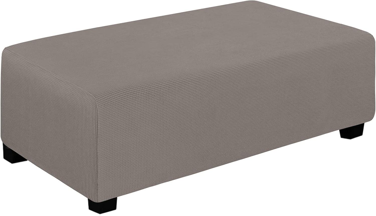 image:imageEasyGoing Stretch Ottoman Cover Length 2030in Folding Storage Stool Furniture Protector Soft Rectangle slipcover with Elastic BottomOttoman SmallDark GreyTaupe