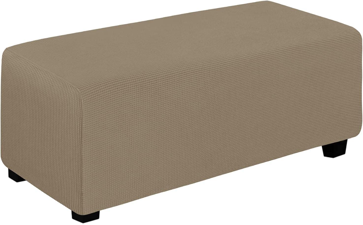 image:imageEasyGoing Stretch Ottoman Cover Length 2030in Folding Storage Stool Furniture Protector Soft Rectangle slipcover with Elastic BottomOttoman SmallDark GreyNatural