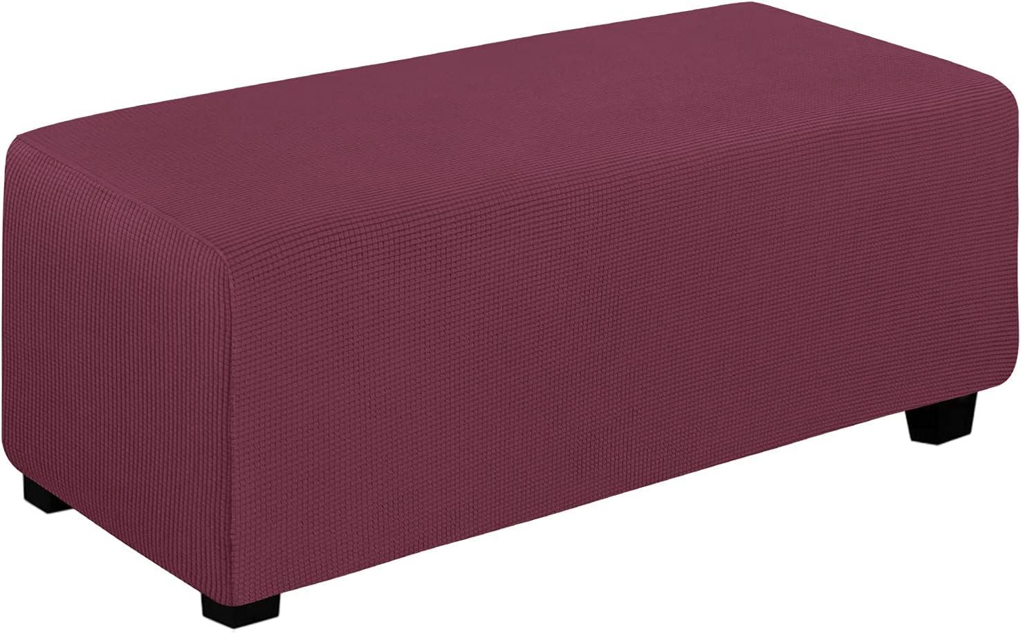 image:imageEasyGoing Stretch Ottoman Cover Length 2030in Folding Storage Stool Furniture Protector Soft Rectangle slipcover with Elastic BottomOttoman SmallDark GreyAsh Rose