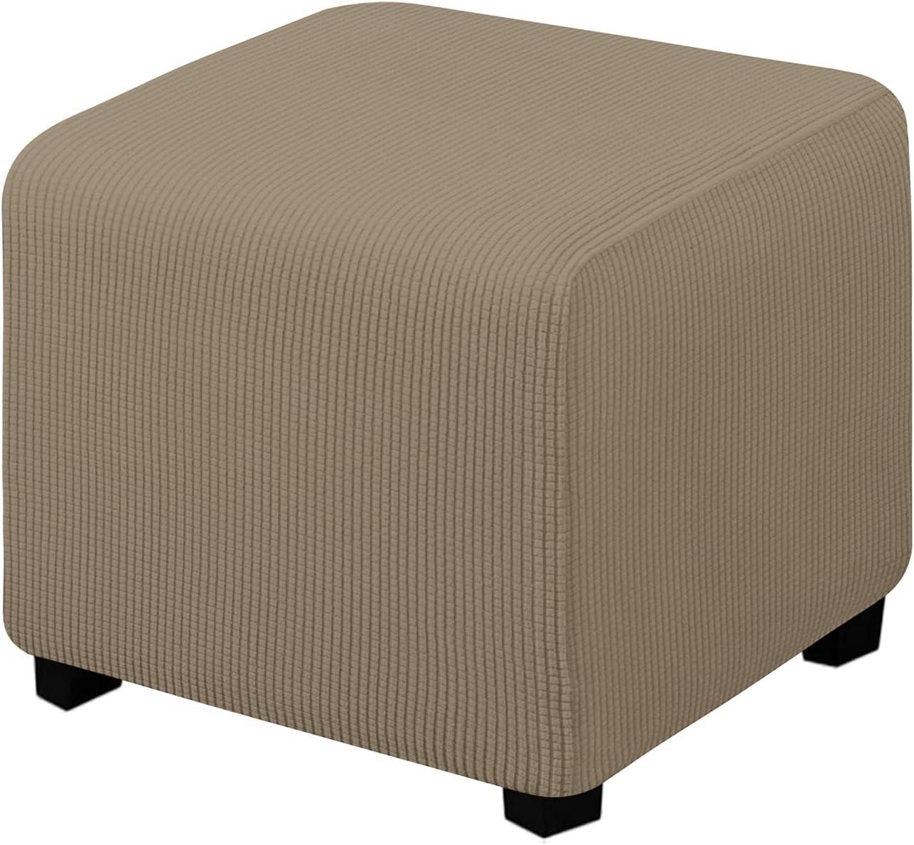 image:imageEasyGoing Stretch Ottoman Cover Length 2030in Folding Storage Stool Furniture Protector Soft Rectangle slipcover with Elastic BottomOttoman SmallDark GreyNatural