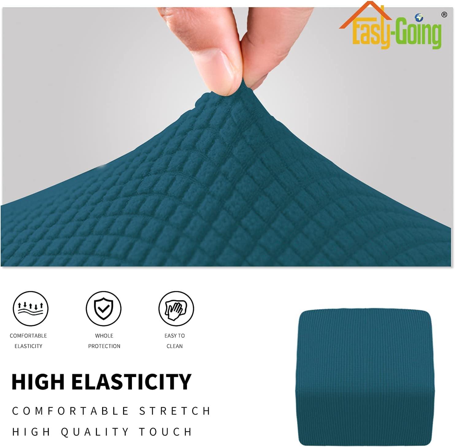 image:imageEasyGoing Stretch Ottoman Cover Length 2030in Folding Storage Stool Furniture Protector Soft Rectangle slipcover with Elastic BottomOttoman SmallDark GreyPeacock Blue