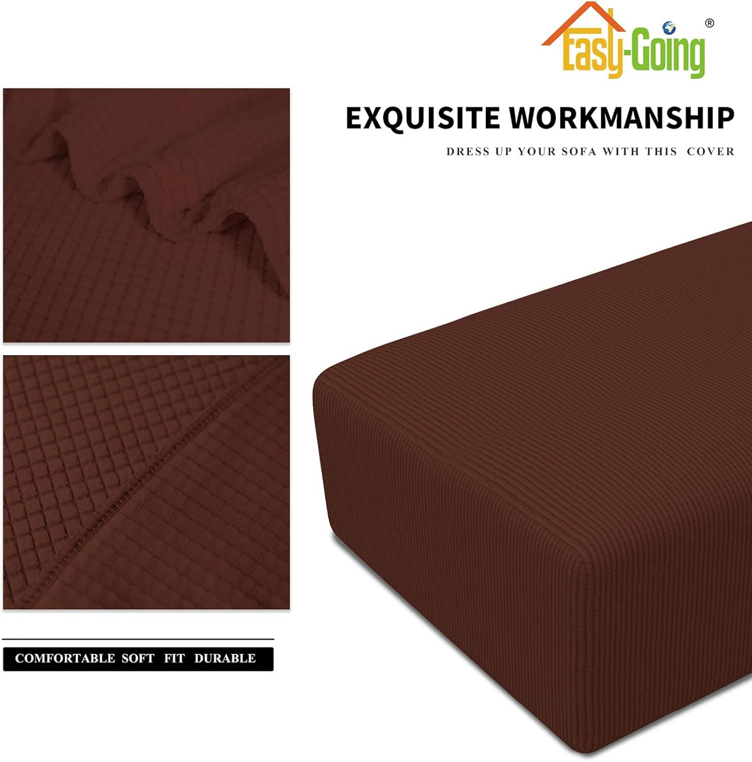 image:imageEasyGoing Stretch Ottoman Cover Length 2030in Folding Storage Stool Furniture Protector Soft Rectangle slipcover with Elastic BottomOttoman SmallDark GreyCoffee
