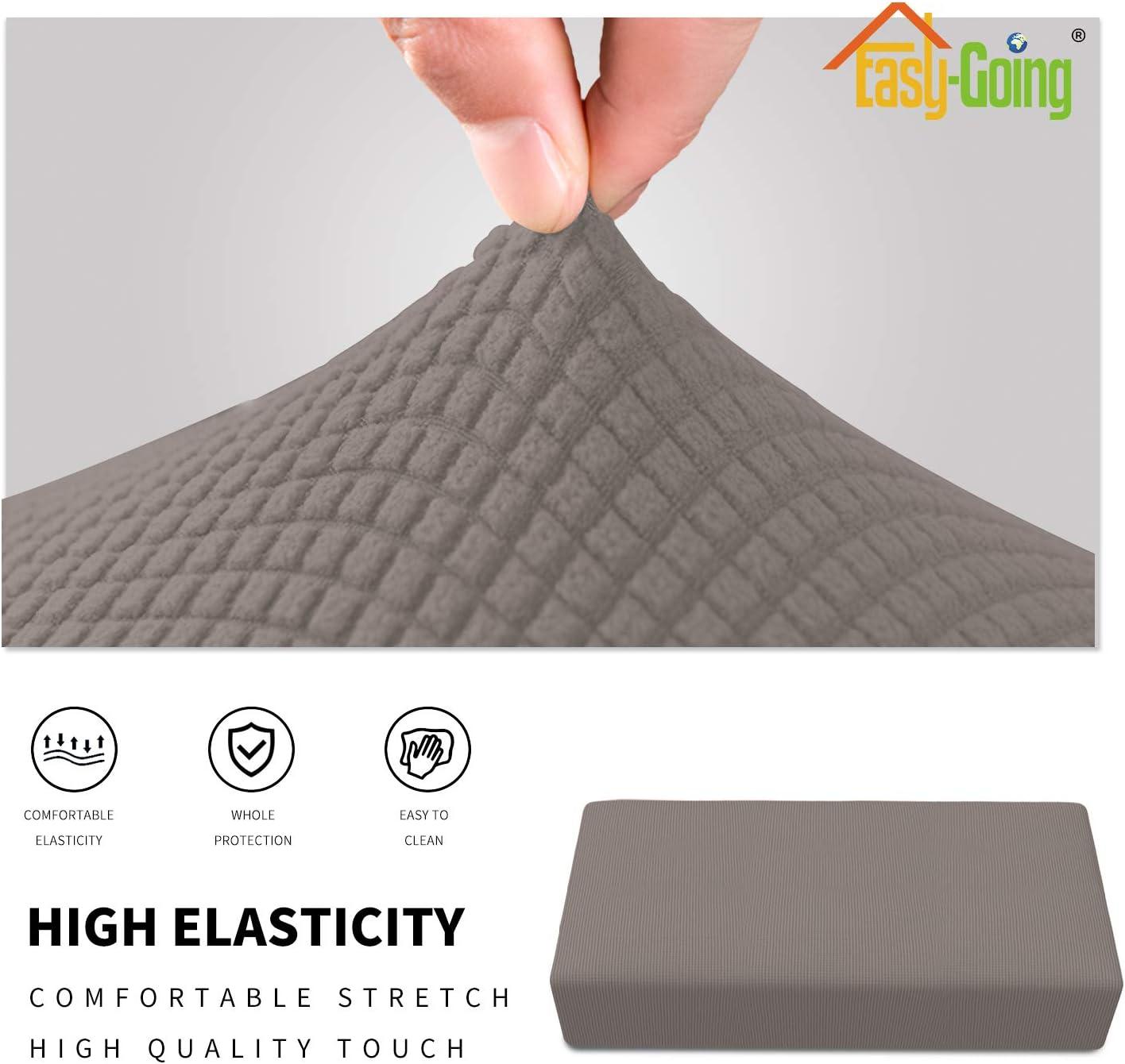 image:imageEasyGoing Stretch Ottoman Cover Length 2030in Folding Storage Stool Furniture Protector Soft Rectangle slipcover with Elastic BottomOttoman SmallDark GreyTaupe