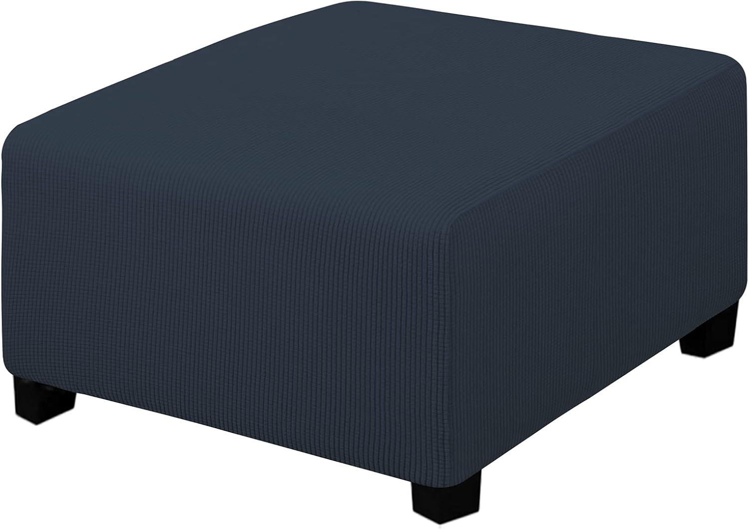 image:imageEasyGoing Stretch Ottoman Cover Length 2030in Folding Storage Stool Furniture Protector Soft Rectangle slipcover with Elastic BottomOttoman SmallDark GreyDark Blue