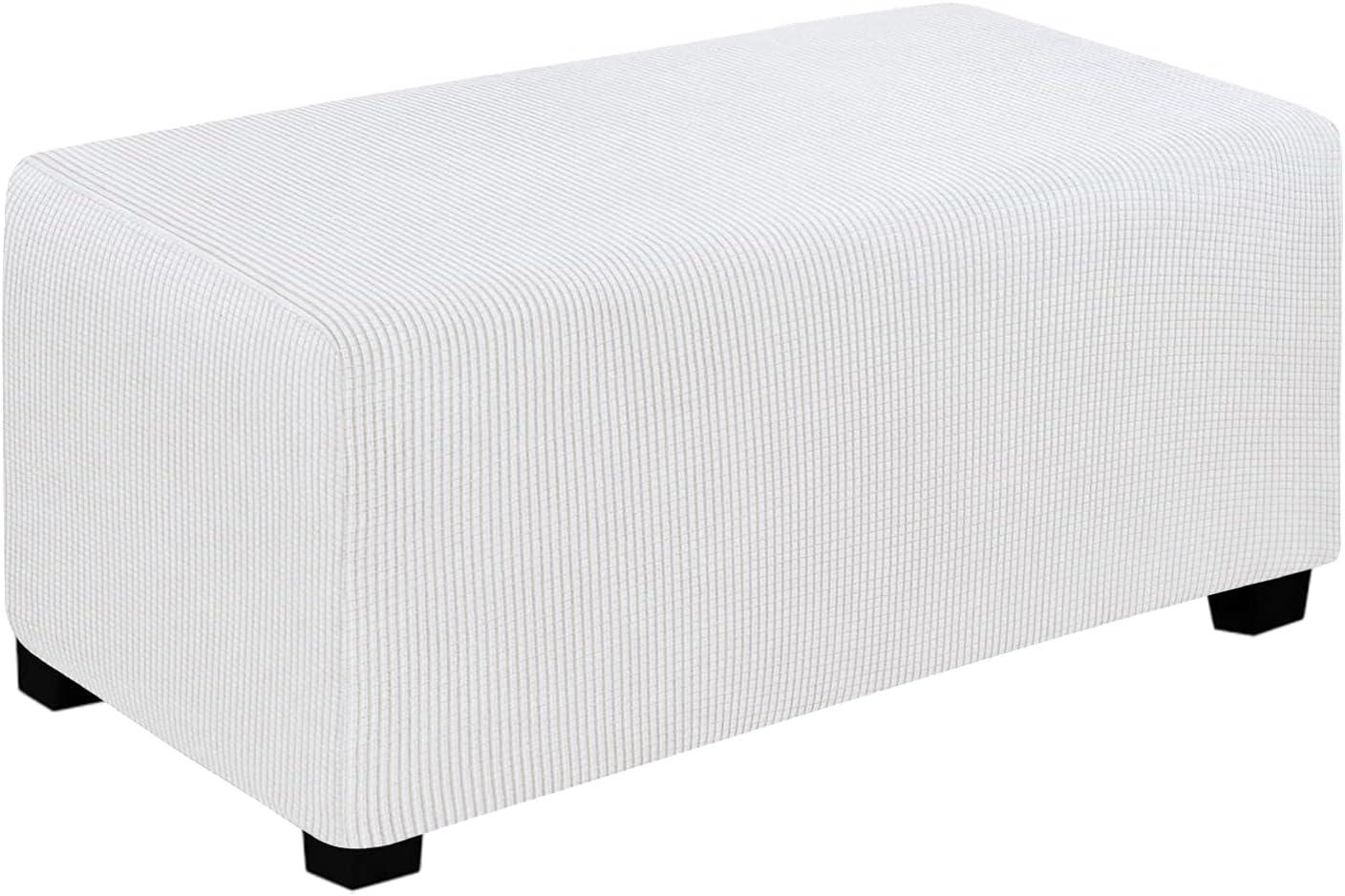 image:imageEasyGoing Stretch Ottoman Cover Length 2030in Folding Storage Stool Furniture Protector Soft Rectangle slipcover with Elastic BottomOttoman SmallDark GreySnow White
