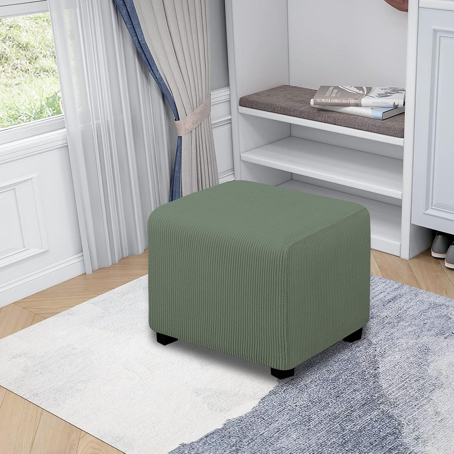 image:imageEasyGoing Stretch Ottoman Cover Length 2030in Folding Storage Stool Furniture Protector Soft Rectangle slipcover with Elastic BottomOttoman SmallDark GreyGreyish Green