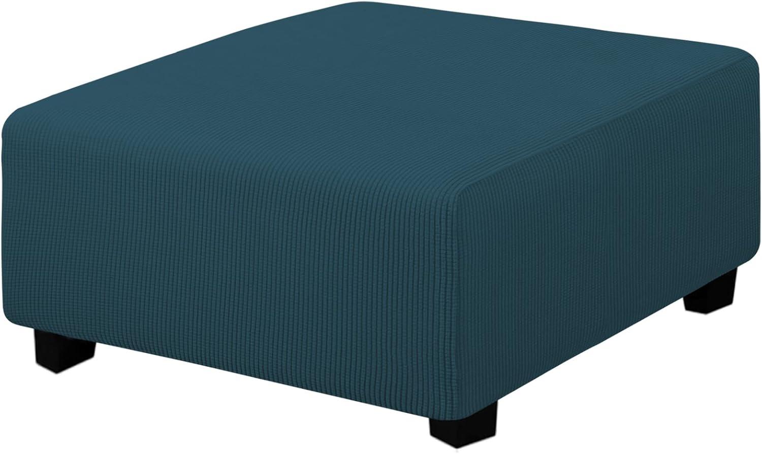 image:imageEasyGoing Stretch Ottoman Cover Length 2030in Folding Storage Stool Furniture Protector Soft Rectangle slipcover with Elastic BottomOttoman SmallDark GreyDeep Teal