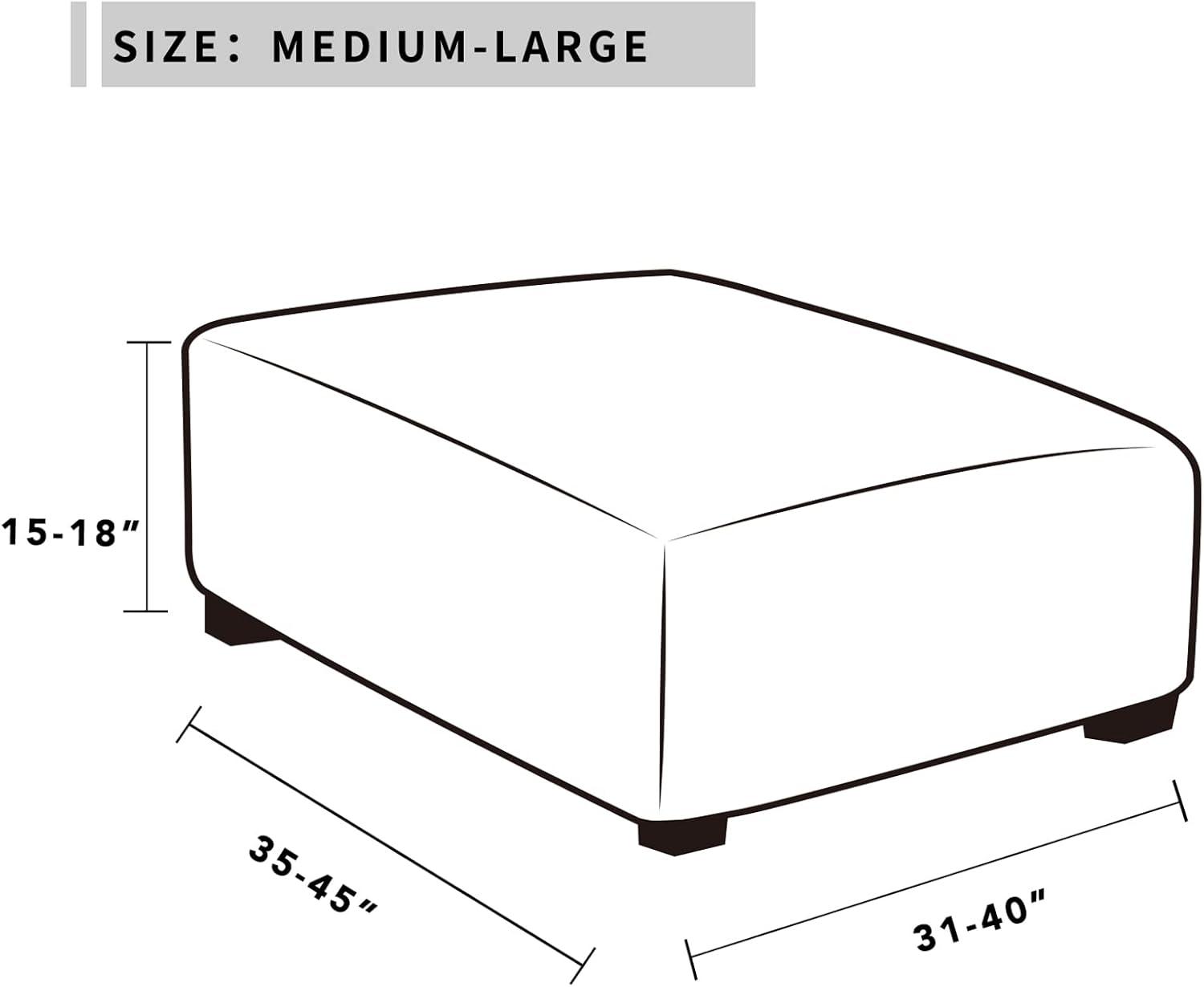 image:imageEasyGoing Stretch Ottoman Cover Length 2030in Folding Storage Stool Furniture Protector Soft Rectangle slipcover with Elastic BottomOttoman SmallDark GreyLight Gray