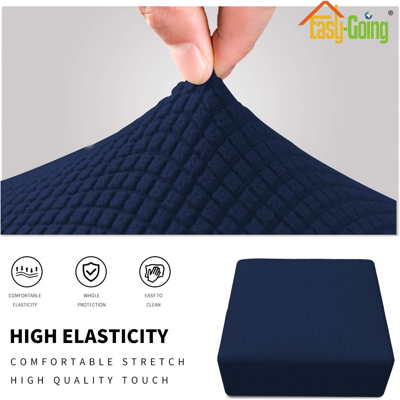image:imageEasyGoing Stretch Ottoman Cover Length 2030in Folding Storage Stool Furniture Protector Soft Rectangle slipcover with Elastic BottomOttoman SmallDark GreyNavy