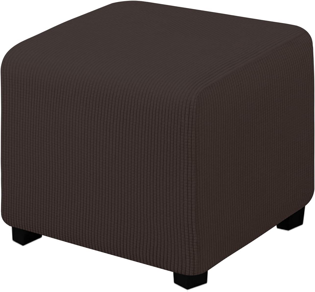 image:imageEasyGoing Stretch Ottoman Cover Length 2030in Folding Storage Stool Furniture Protector Soft Rectangle slipcover with Elastic BottomOttoman SmallDark GreyChocolate