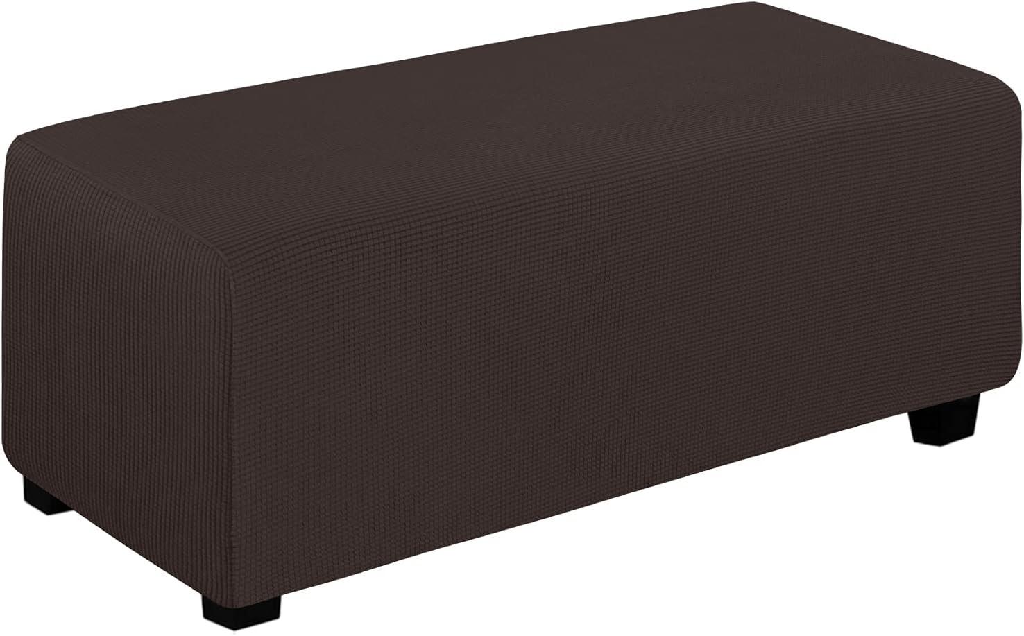 image:imageEasyGoing Stretch Ottoman Cover Length 2030in Folding Storage Stool Furniture Protector Soft Rectangle slipcover with Elastic BottomOttoman SmallDark GreyChocolate