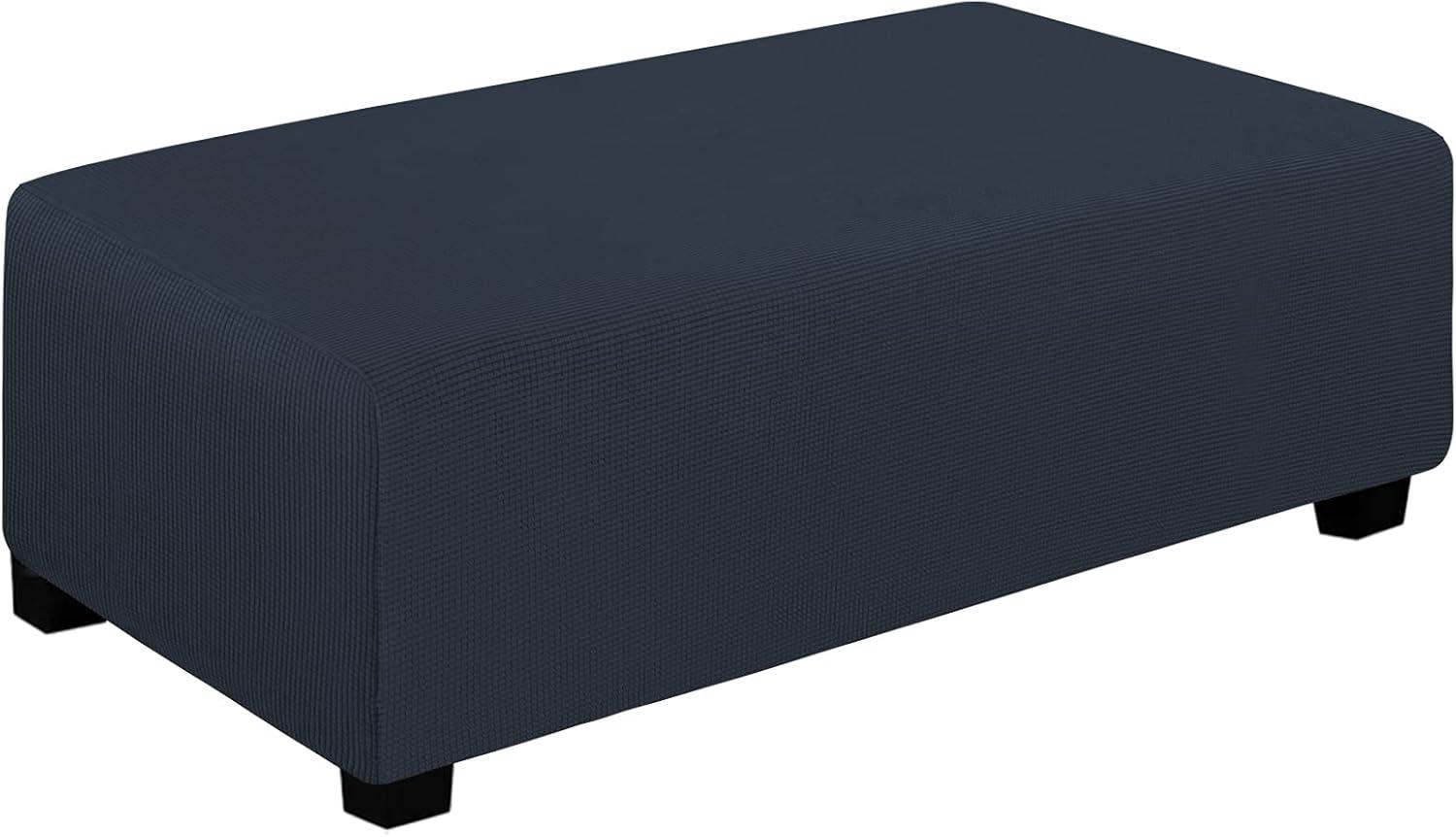 image:imageEasyGoing Stretch Ottoman Cover Length 2030in Folding Storage Stool Furniture Protector Soft Rectangle slipcover with Elastic BottomOttoman SmallDark GreyDark Blue