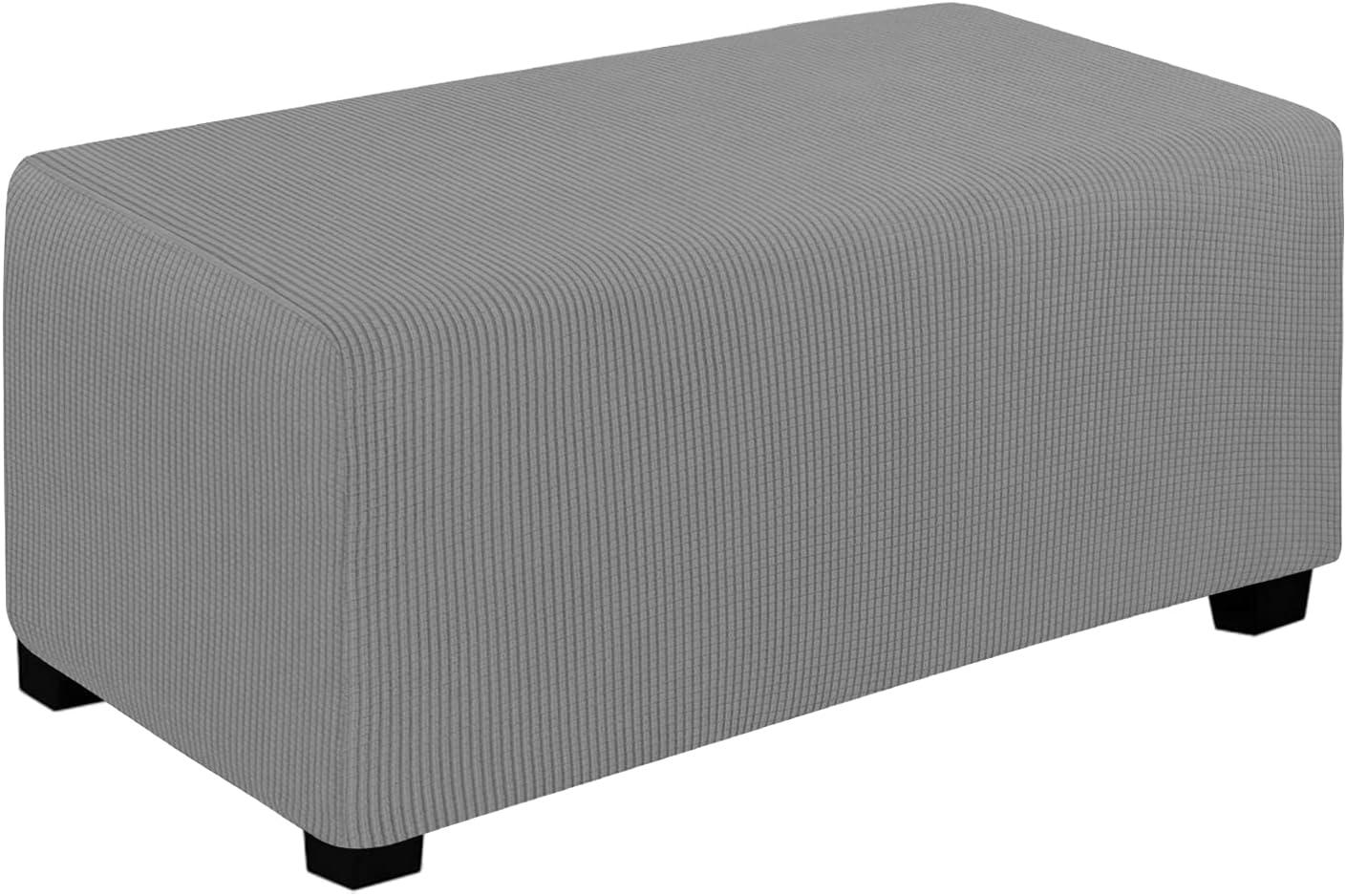 image:imageEasyGoing Stretch Ottoman Cover Length 2030in Folding Storage Stool Furniture Protector Soft Rectangle slipcover with Elastic BottomOttoman SmallDark GreyLight Gray