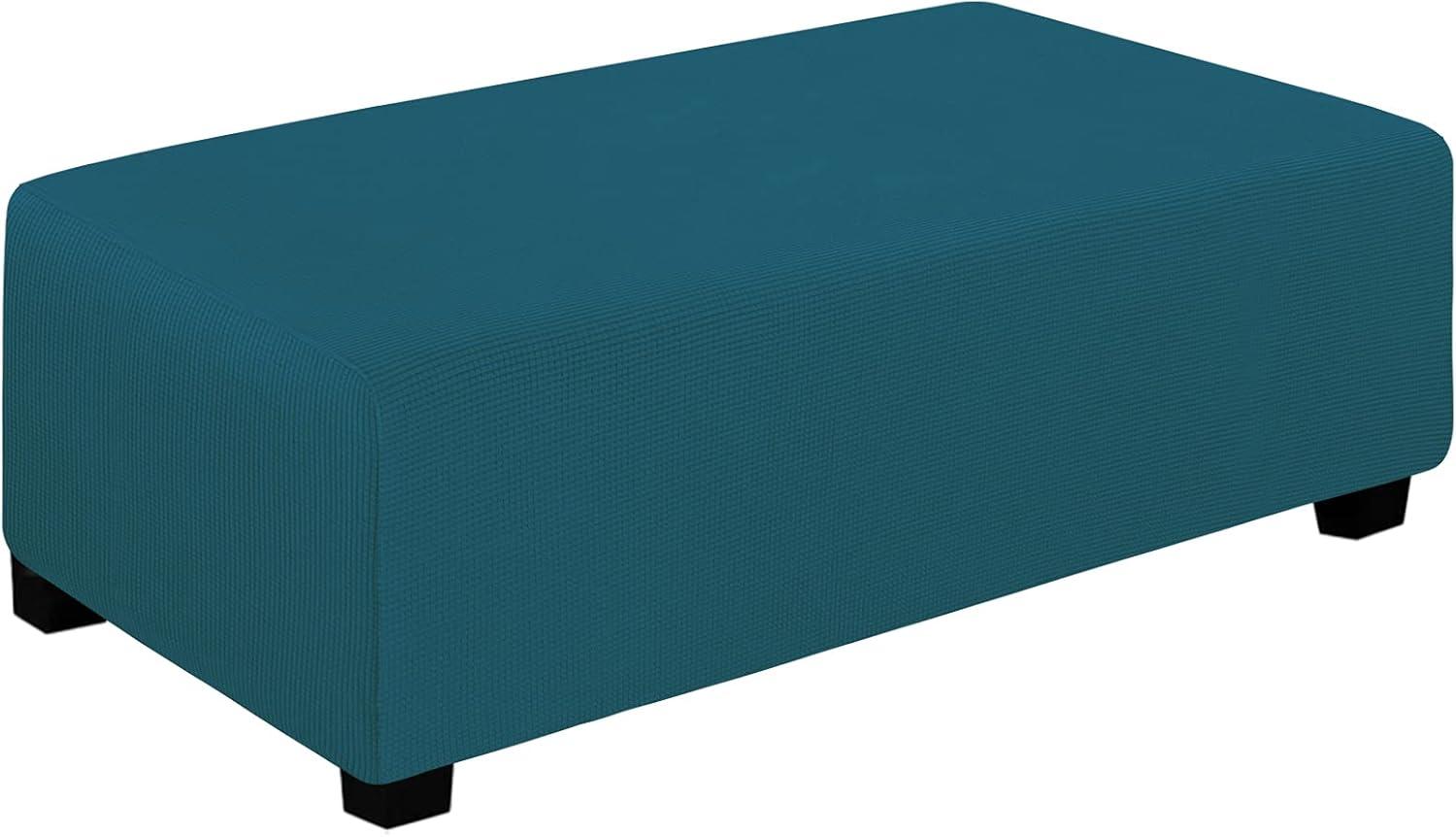 image:imageEasyGoing Stretch Ottoman Cover Length 2030in Folding Storage Stool Furniture Protector Soft Rectangle slipcover with Elastic BottomOttoman SmallDark GreyPeacock Blue