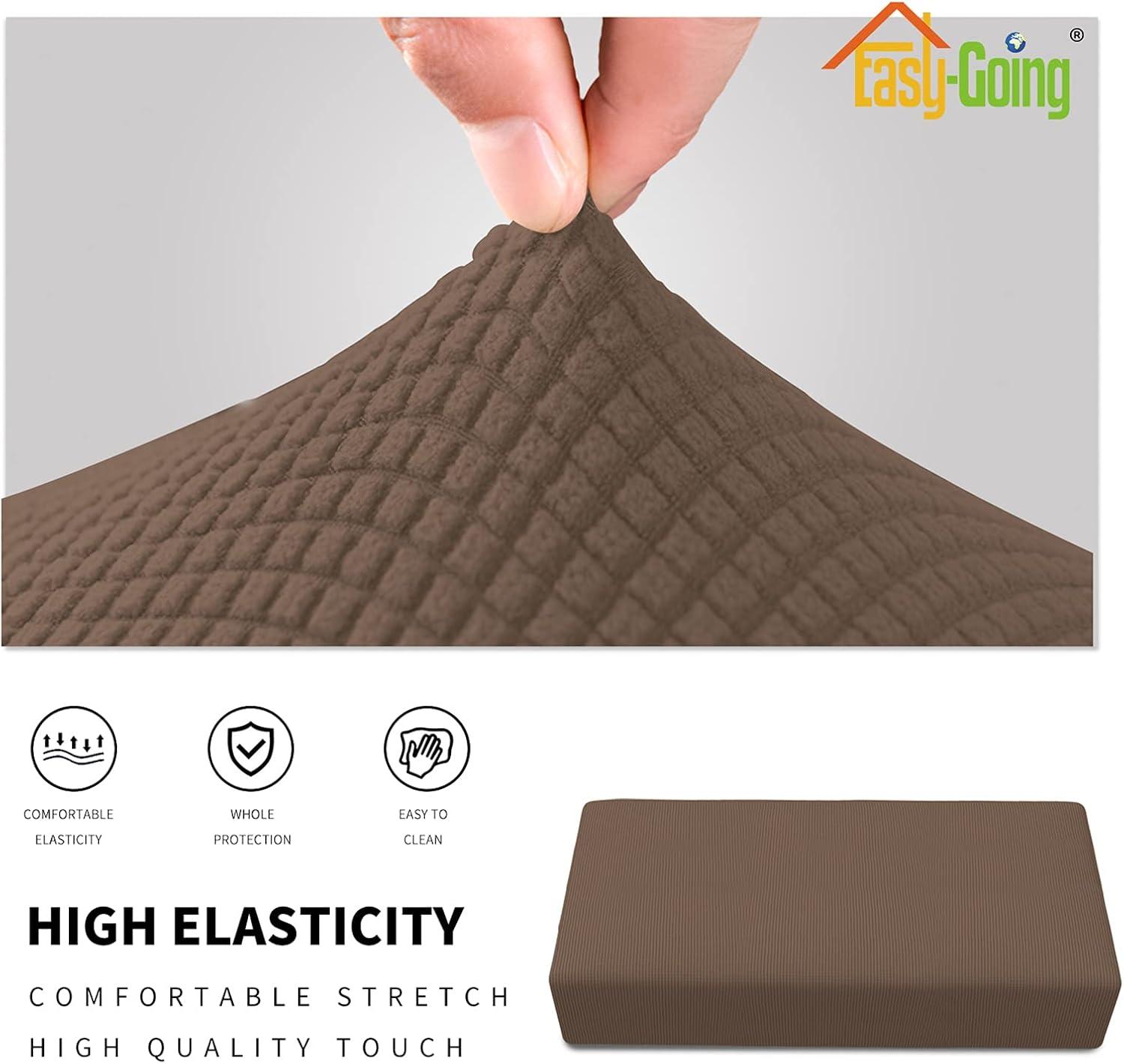 image:imageEasyGoing Stretch Ottoman Cover Length 2030in Folding Storage Stool Furniture Protector Soft Rectangle slipcover with Elastic BottomOttoman SmallDark GreyBrown