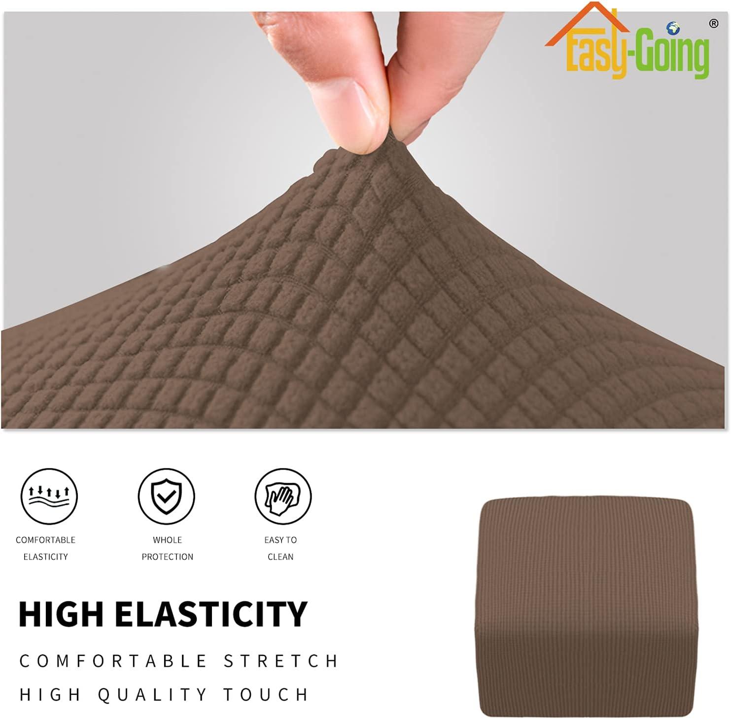 image:imageEasyGoing Stretch Ottoman Cover Length 2030in Folding Storage Stool Furniture Protector Soft Rectangle slipcover with Elastic BottomOttoman SmallDark GreyBrown