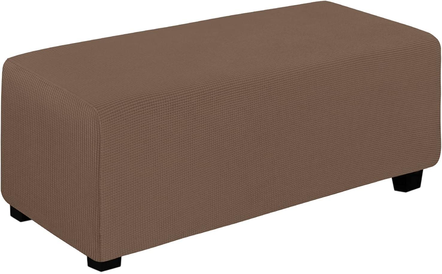 image:imageEasyGoing Stretch Ottoman Cover Length 2030in Folding Storage Stool Furniture Protector Soft Rectangle slipcover with Elastic BottomOttoman SmallDark GreyBrown