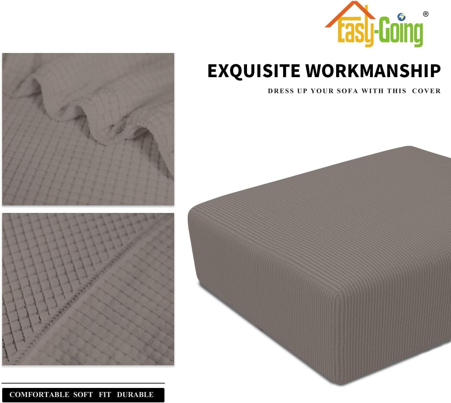 image:imageEasyGoing Stretch Ottoman Cover Length 2030in Folding Storage Stool Furniture Protector Soft Rectangle slipcover with Elastic BottomOttoman SmallDark GreyTaupe