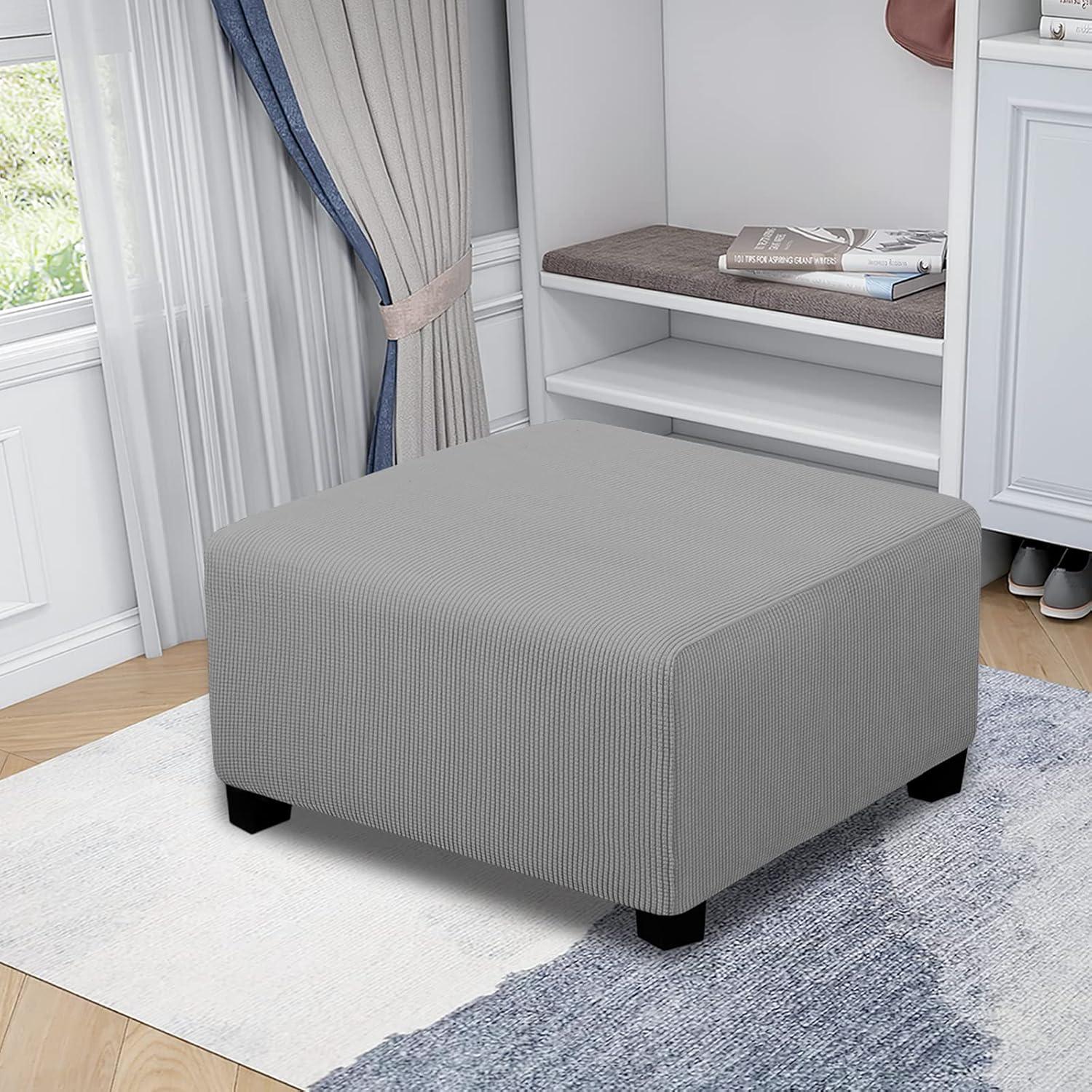 image:imageEasyGoing Stretch Ottoman Cover Length 2030in Folding Storage Stool Furniture Protector Soft Rectangle slipcover with Elastic BottomOttoman SmallDark GreyLight Gray