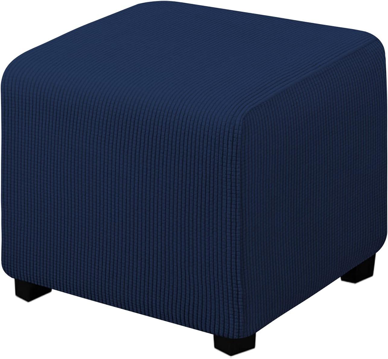 image:imageEasyGoing Stretch Ottoman Cover Length 2030in Folding Storage Stool Furniture Protector Soft Rectangle slipcover with Elastic BottomOttoman SmallDark GreyNavy