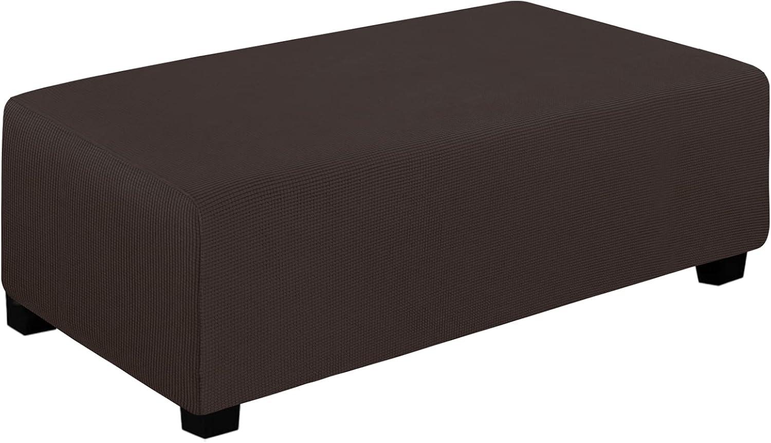 image:imageEasyGoing Stretch Ottoman Cover Length 2030in Folding Storage Stool Furniture Protector Soft Rectangle slipcover with Elastic BottomOttoman SmallDark GreyChocolate