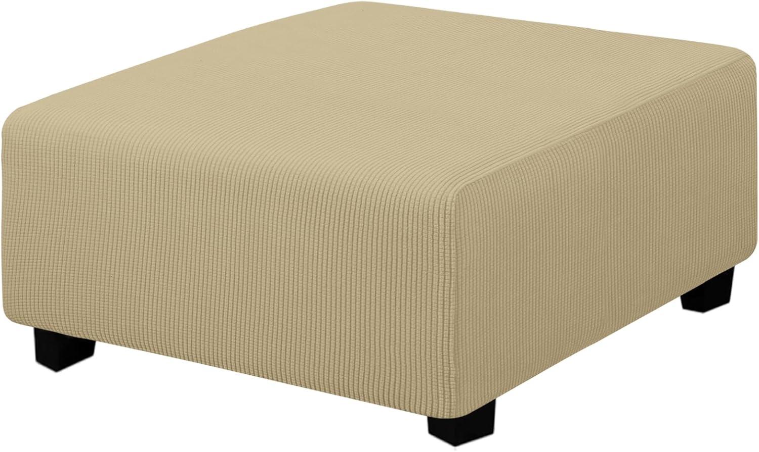 image:imageEasyGoing Stretch Ottoman Cover Length 2030in Folding Storage Stool Furniture Protector Soft Rectangle slipcover with Elastic BottomOttoman SmallDark GreyBeige