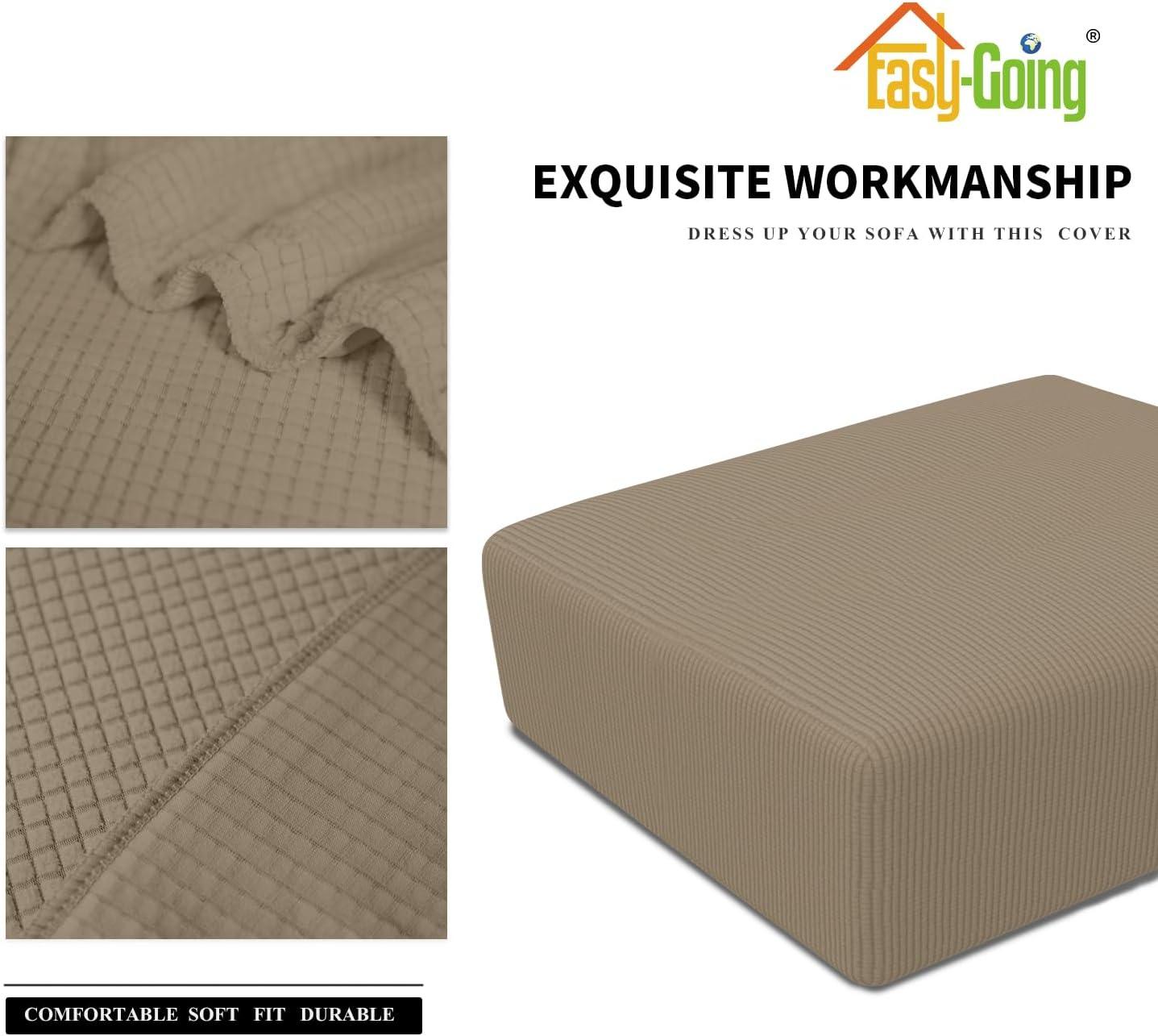 image:imageEasyGoing Stretch Ottoman Cover Length 2030in Folding Storage Stool Furniture Protector Soft Rectangle slipcover with Elastic BottomOttoman SmallDark GreyNatural