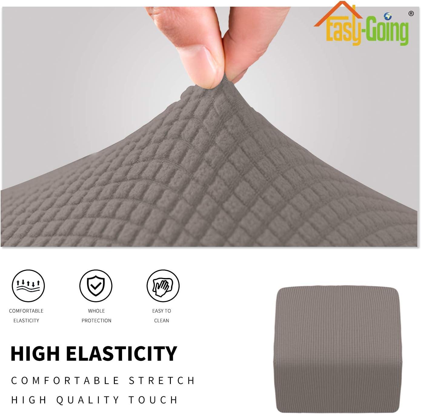 image:imageEasyGoing Stretch Ottoman Cover Length 2030in Folding Storage Stool Furniture Protector Soft Rectangle slipcover with Elastic BottomOttoman SmallDark GreyTaupe