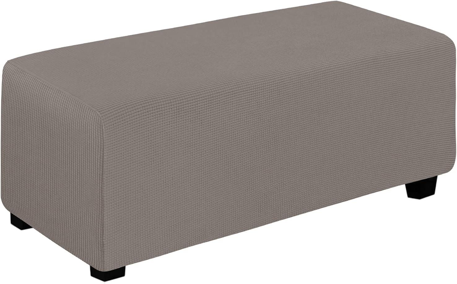 image:imageEasyGoing Stretch Ottoman Cover Length 2030in Folding Storage Stool Furniture Protector Soft Rectangle slipcover with Elastic BottomOttoman SmallDark GreyTaupe