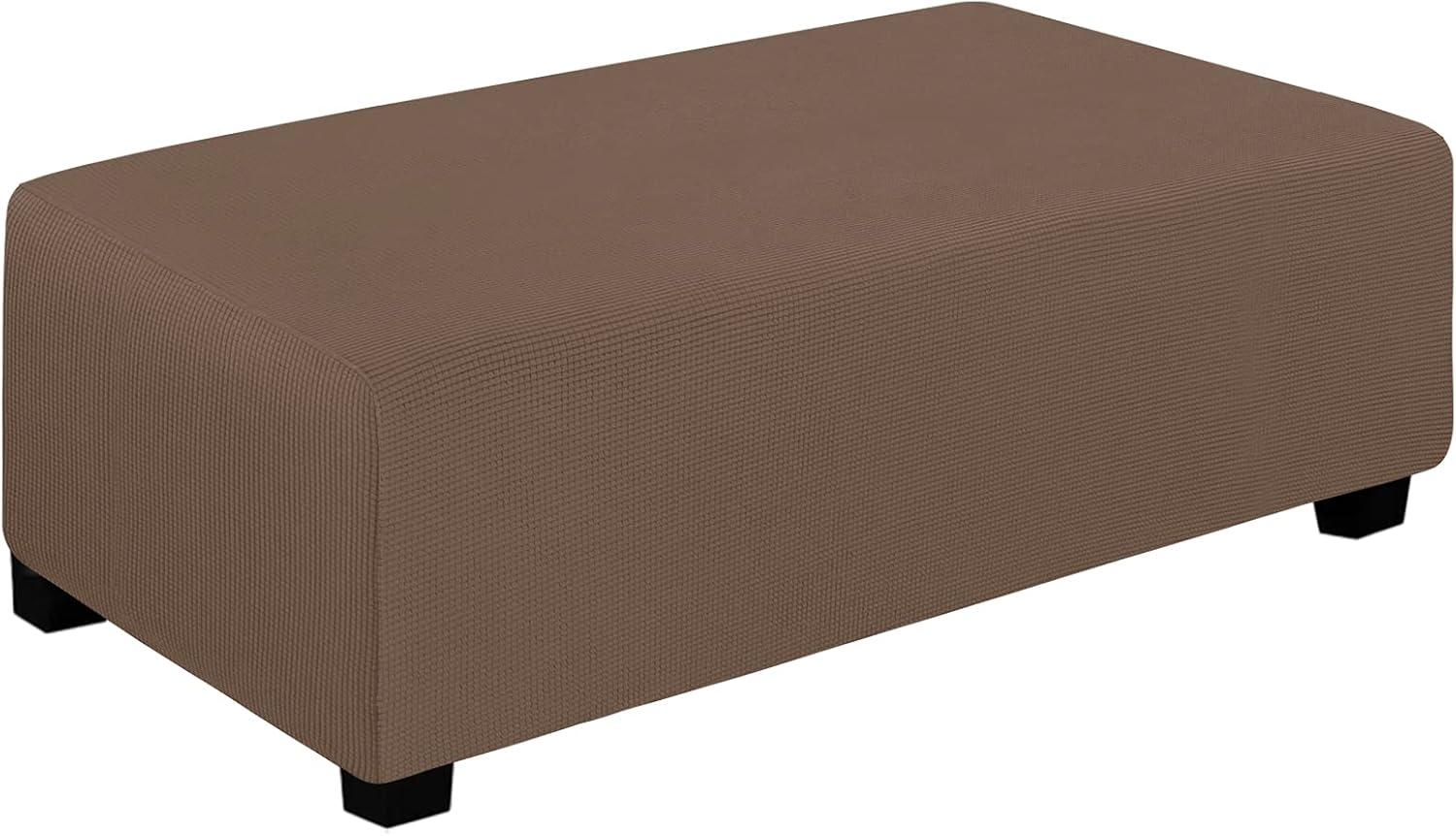 image:imageEasyGoing Stretch Ottoman Cover Length 2030in Folding Storage Stool Furniture Protector Soft Rectangle slipcover with Elastic BottomOttoman SmallDark GreyBrown