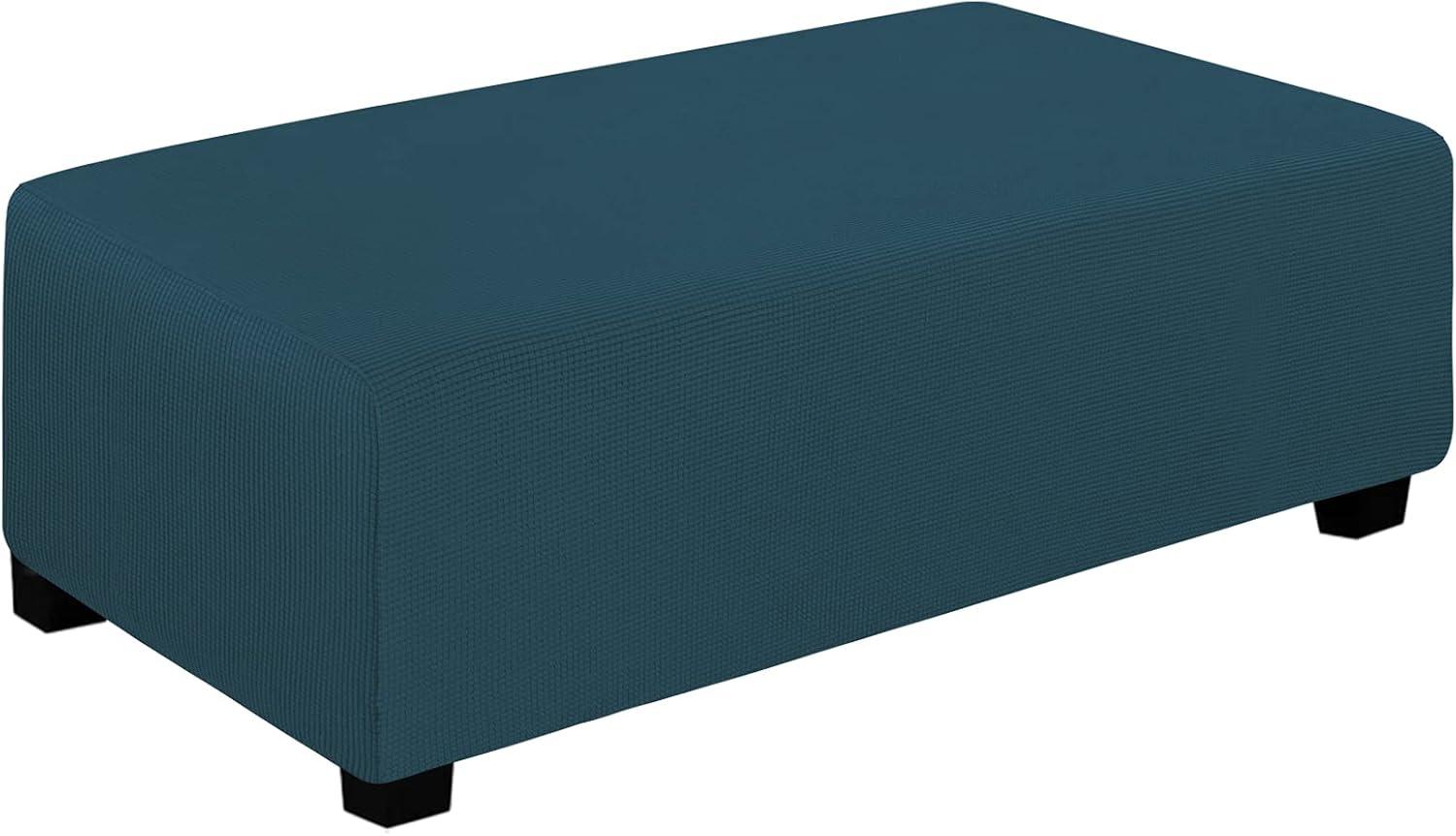 image:imageEasyGoing Stretch Ottoman Cover Length 2030in Folding Storage Stool Furniture Protector Soft Rectangle slipcover with Elastic BottomOttoman SmallDark GreyDeep Teal