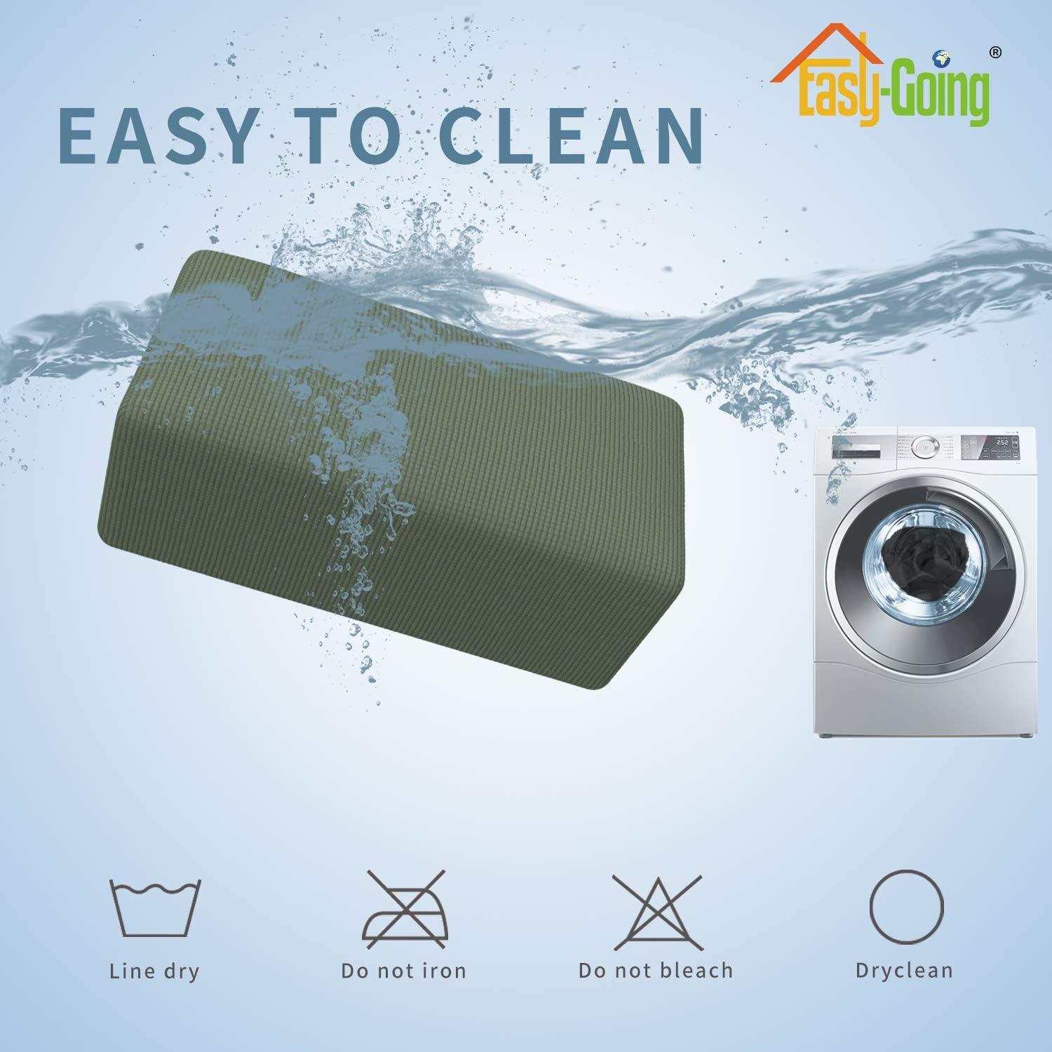 image:imageEasyGoing Stretch Ottoman Cover Length 2030in Folding Storage Stool Furniture Protector Soft Rectangle slipcover with Elastic BottomOttoman SmallDark GreyGreyish Green