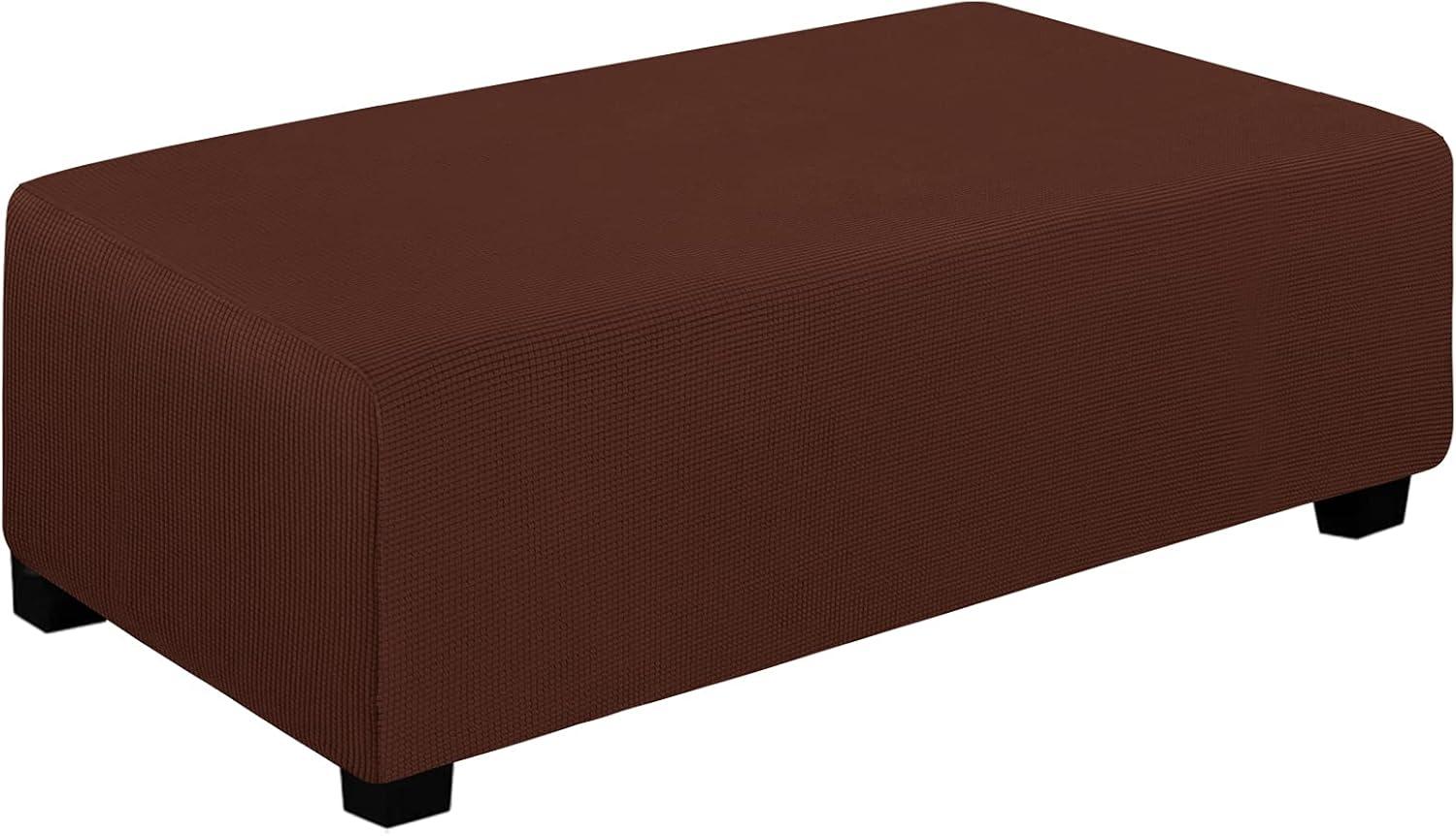 image:imageEasyGoing Stretch Ottoman Cover Length 2030in Folding Storage Stool Furniture Protector Soft Rectangle slipcover with Elastic BottomOttoman SmallDark GreyCoffee