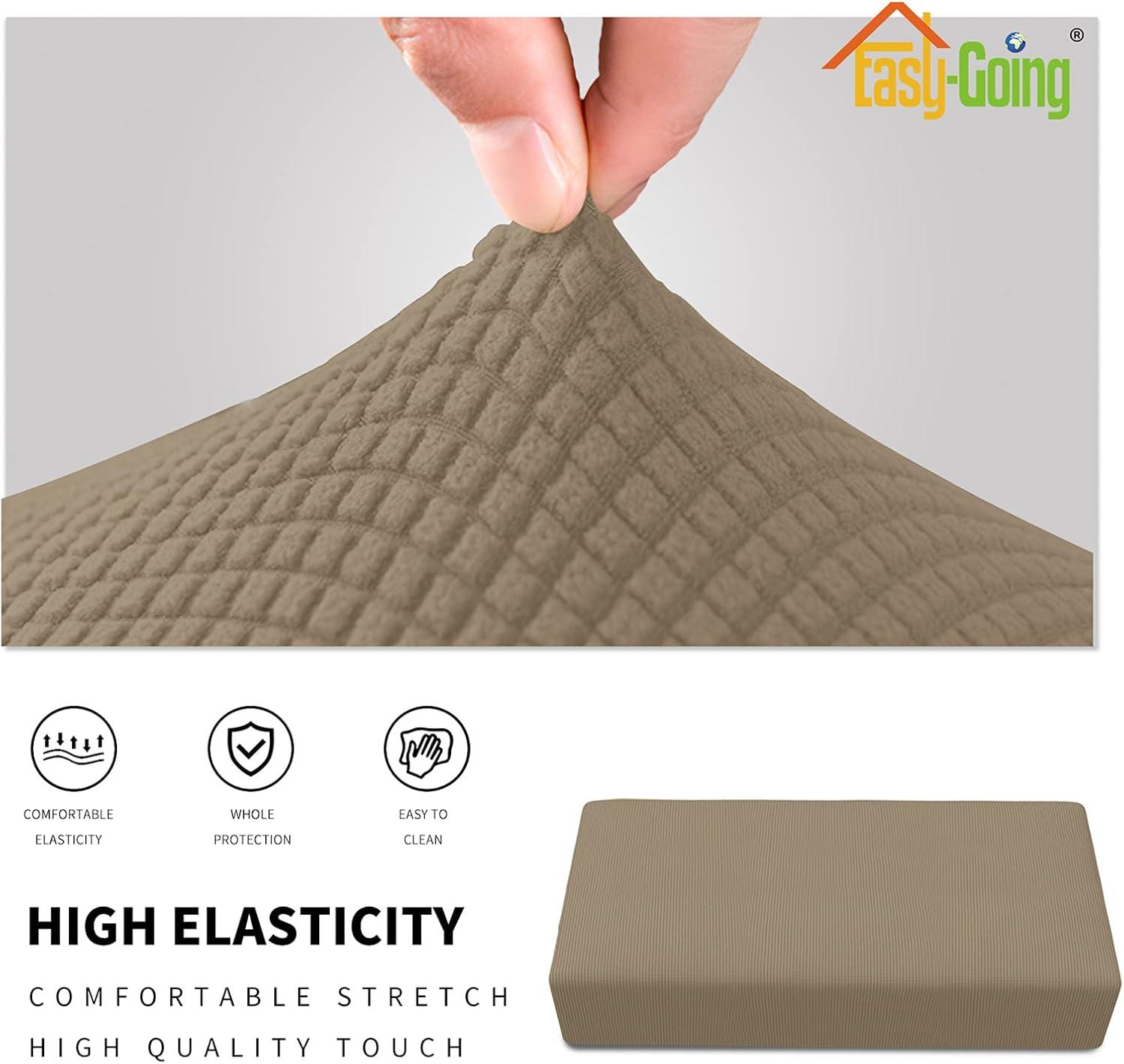 image:imageEasyGoing Stretch Ottoman Cover Length 2030in Folding Storage Stool Furniture Protector Soft Rectangle slipcover with Elastic BottomOttoman SmallDark GreyNatural