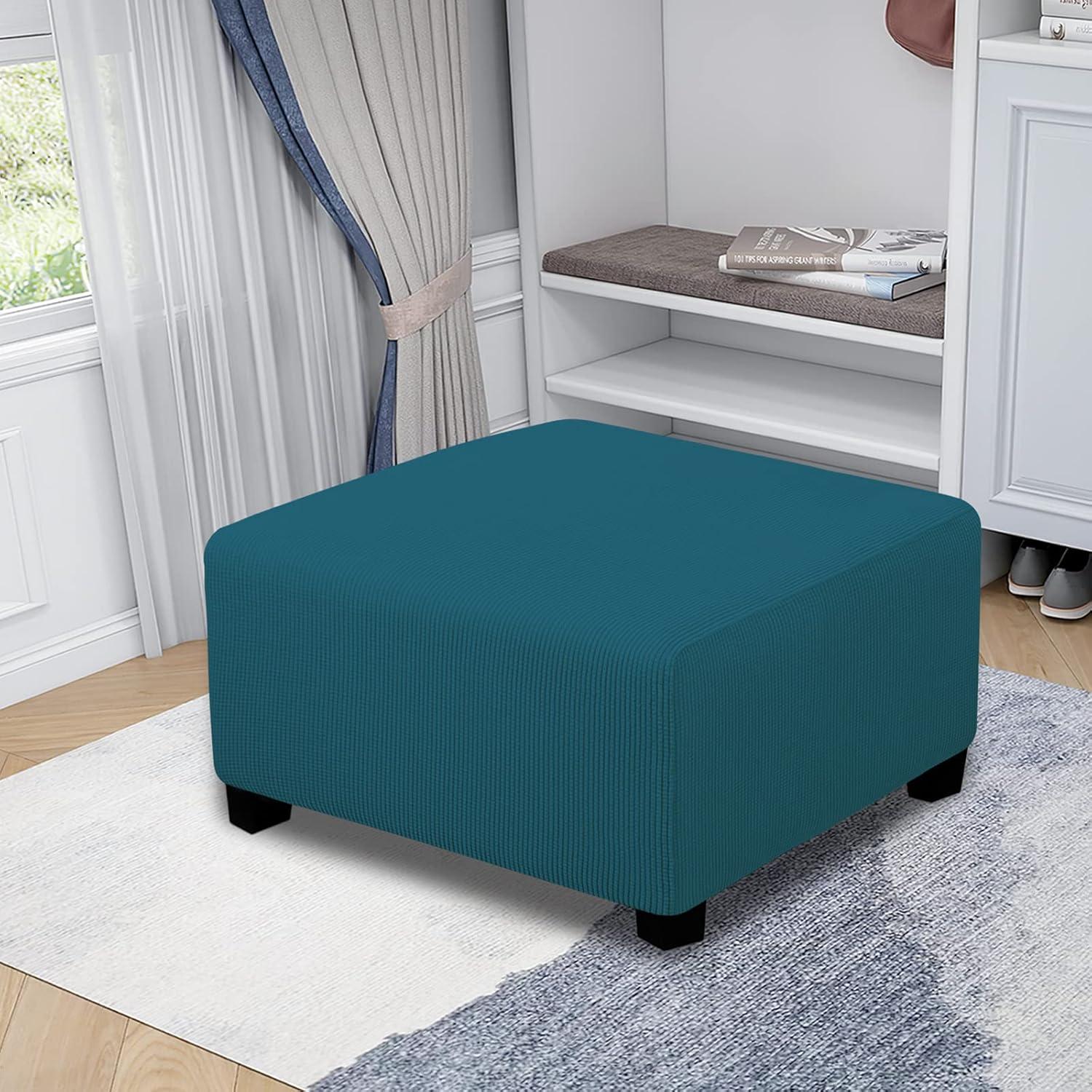 image:imageEasyGoing Stretch Ottoman Cover Length 2030in Folding Storage Stool Furniture Protector Soft Rectangle slipcover with Elastic BottomOttoman SmallDark GreyPeacock Blue