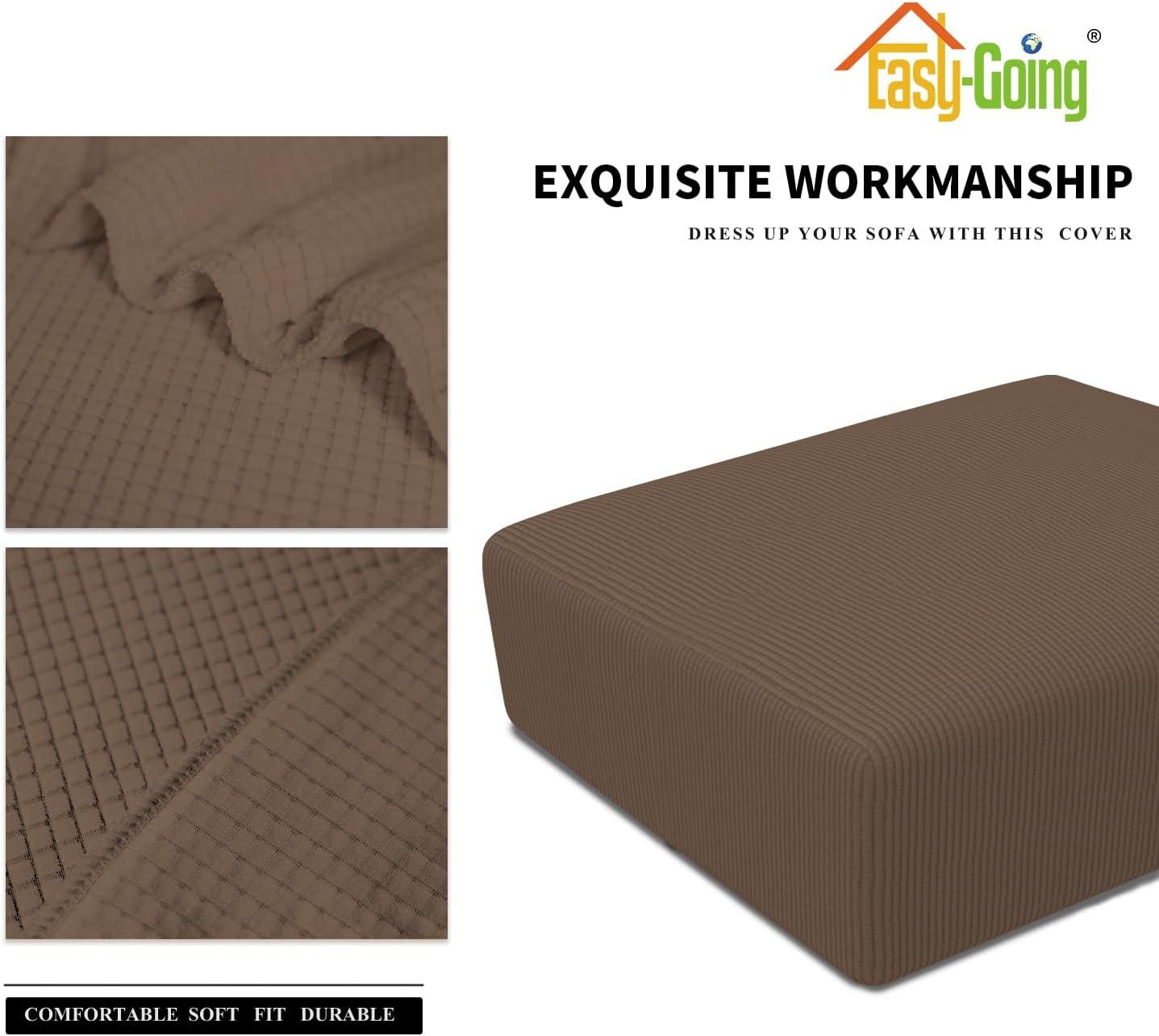 image:imageEasyGoing Stretch Ottoman Cover Length 2030in Folding Storage Stool Furniture Protector Soft Rectangle slipcover with Elastic BottomOttoman SmallDark GreyBrown