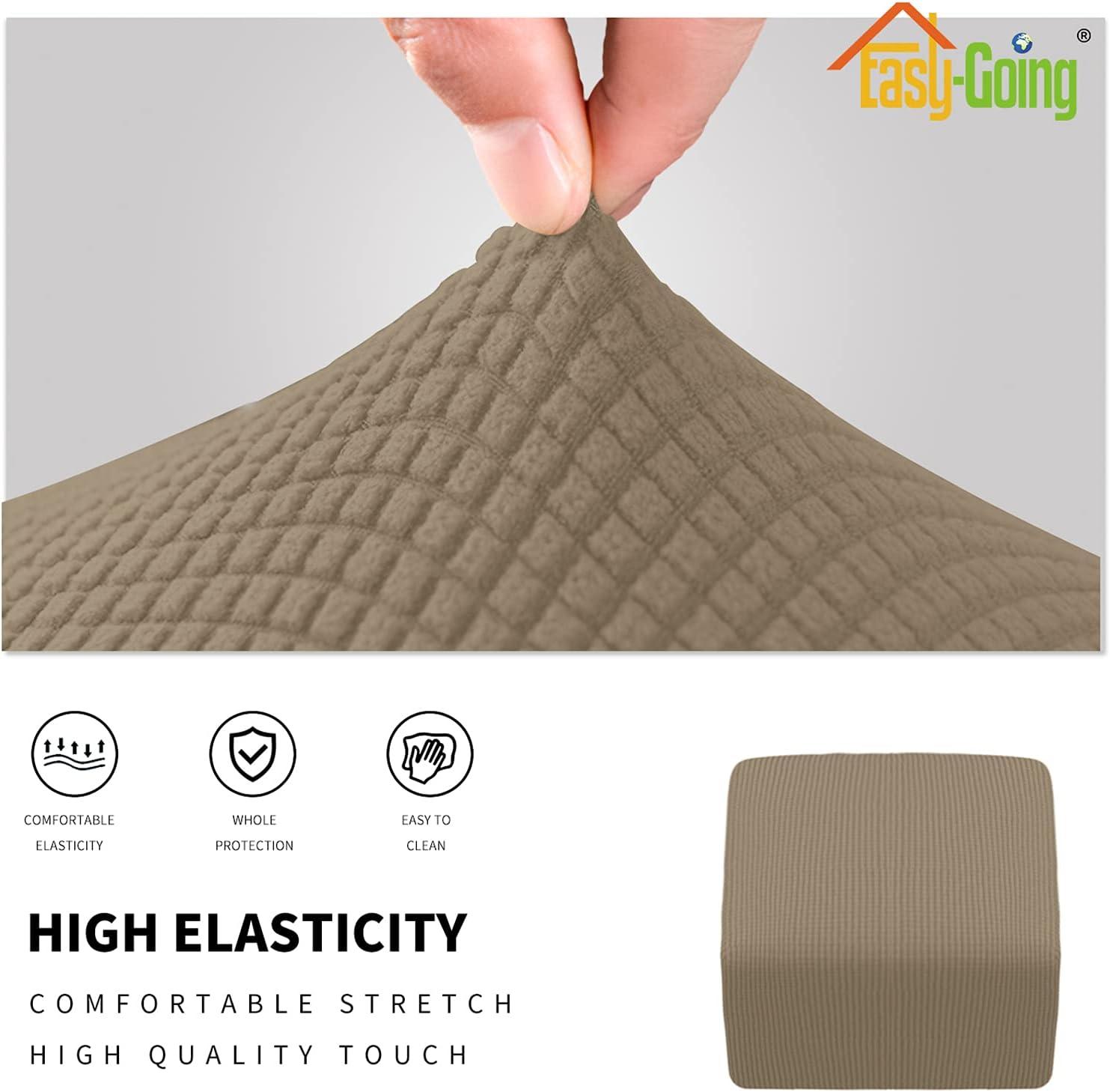 image:imageEasyGoing Stretch Ottoman Cover Length 2030in Folding Storage Stool Furniture Protector Soft Rectangle slipcover with Elastic BottomOttoman SmallDark GreyNatural