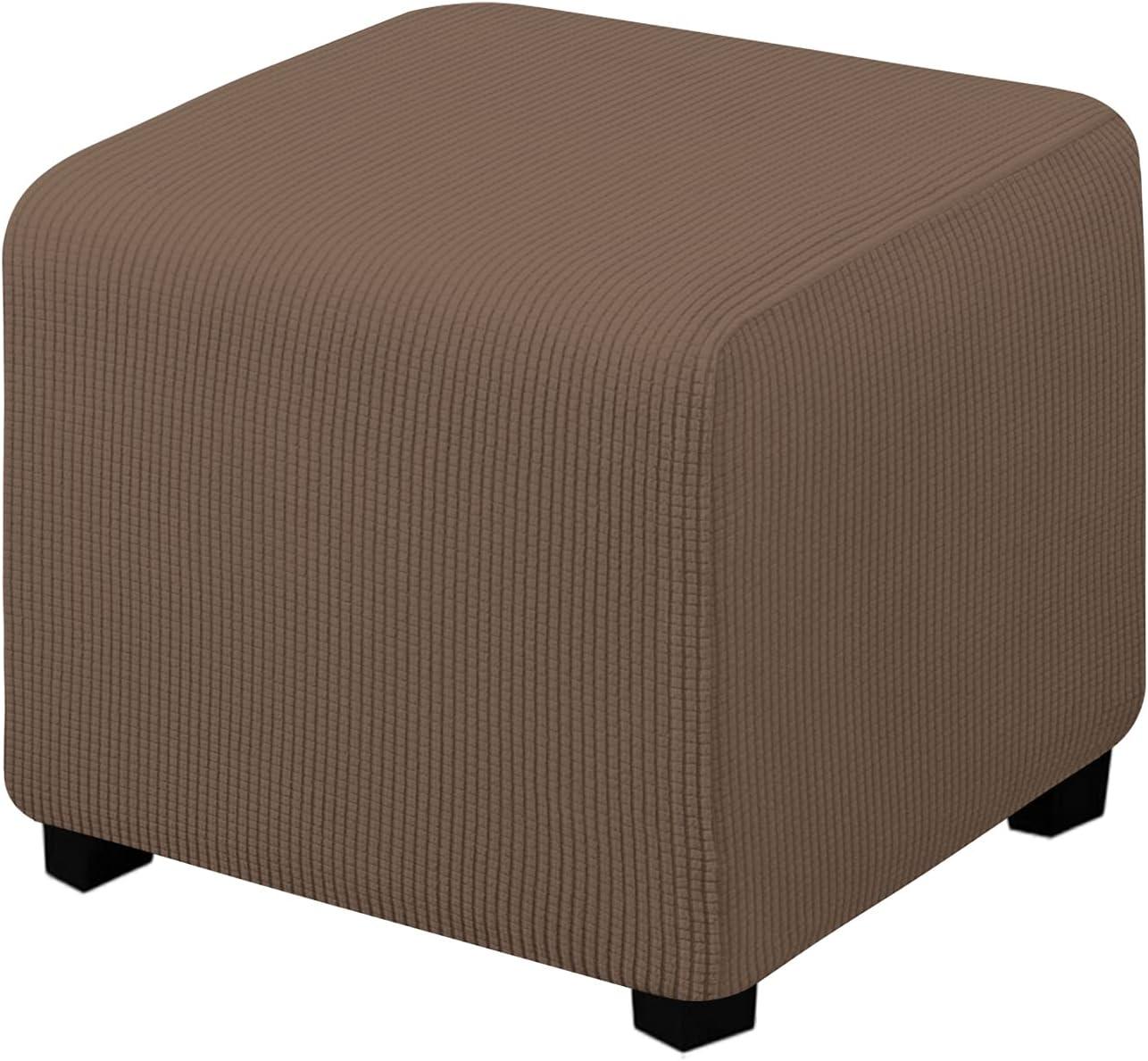 image:imageEasyGoing Stretch Ottoman Cover Length 2030in Folding Storage Stool Furniture Protector Soft Rectangle slipcover with Elastic BottomOttoman SmallDark GreyBrown