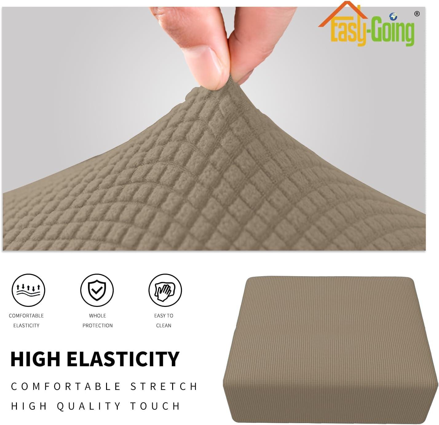image:imageEasyGoing Stretch Ottoman Cover Length 2030in Folding Storage Stool Furniture Protector Soft Rectangle slipcover with Elastic BottomOttoman SmallDark GreyNatural